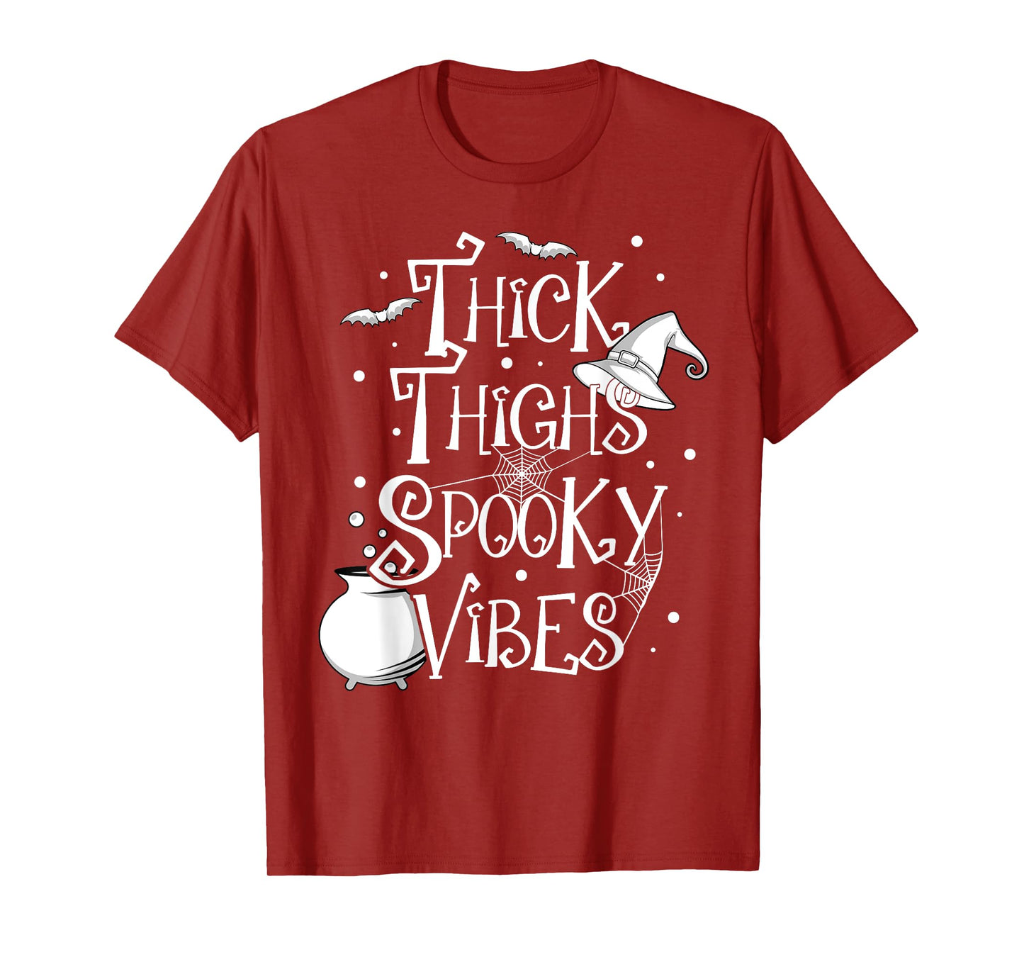 Thick Thighs Spooky Vibes Halloween Party Gym Workout Witch T-Shirt