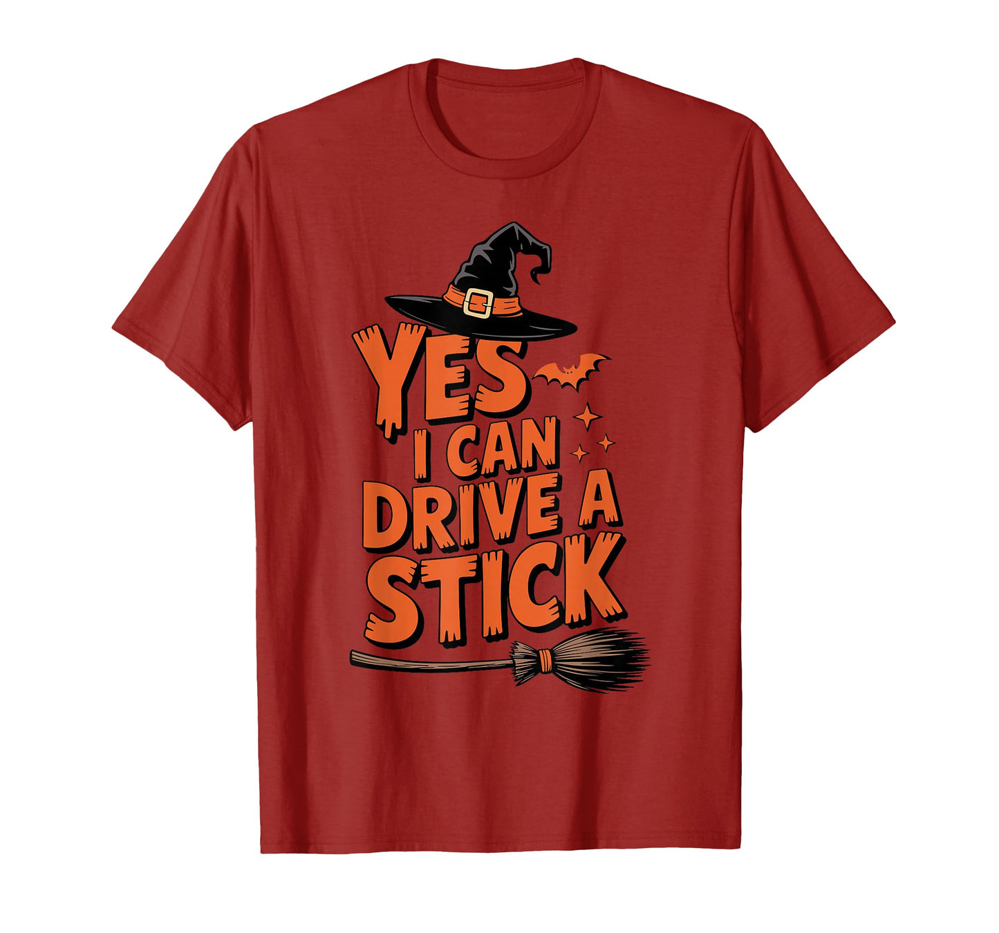 Yes I Can Drive A Stick Funny Halloween Spooky Witch T-Shirt