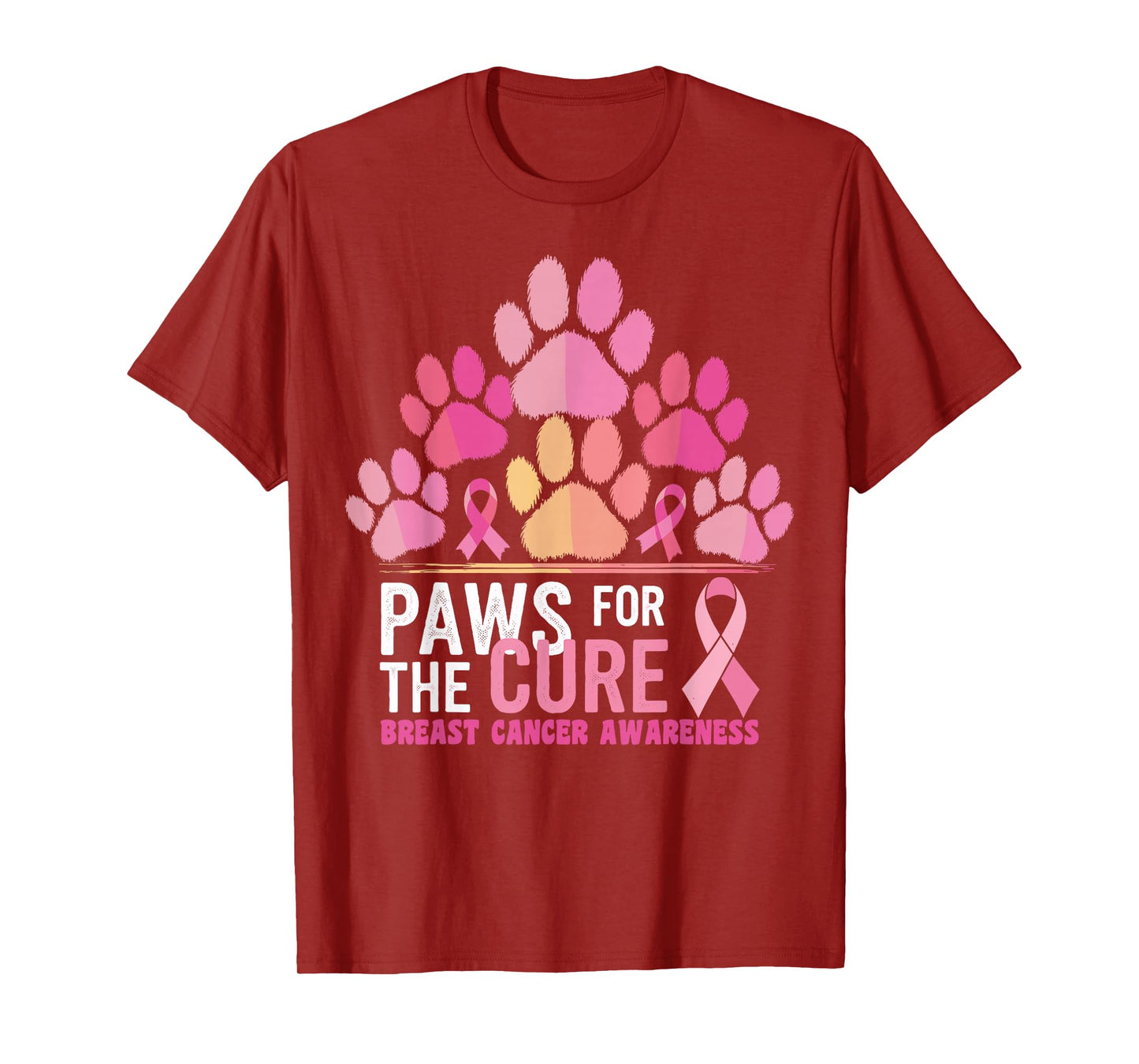 Pink Paws For The Cure Breast Cancer Awareness Dog Cat Lover T-Shirt