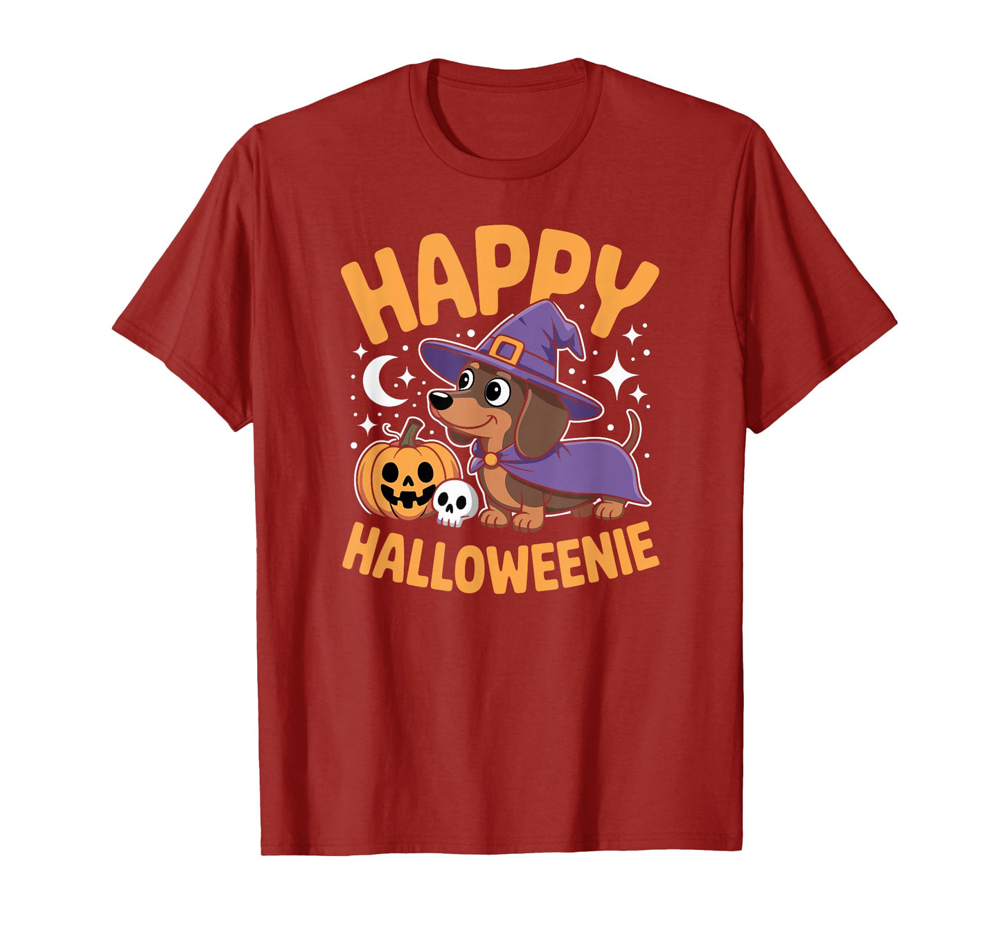 Cute Halloweenie Dachshund Dog in Witch Hat for Pet Lovers T-Shirt