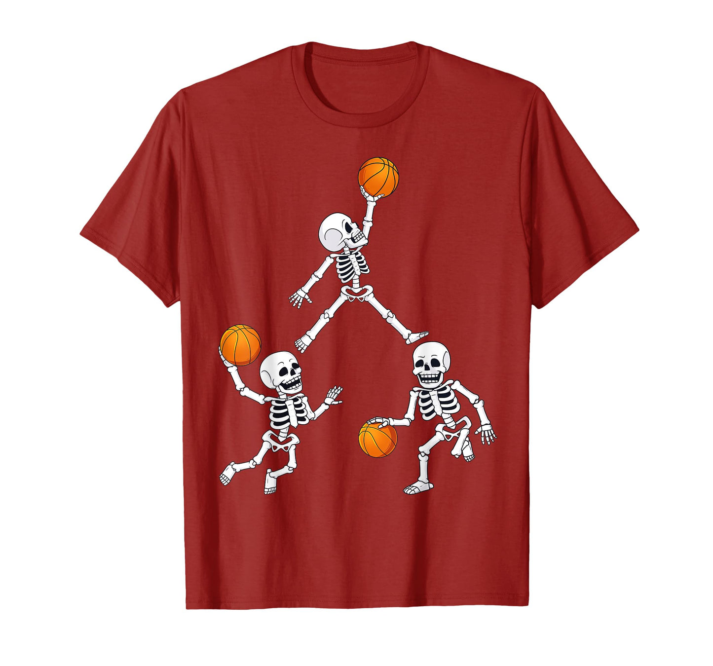 Basketball Halloween Skeleton Dunking Dribble Boys Kids Teen T-Shirt