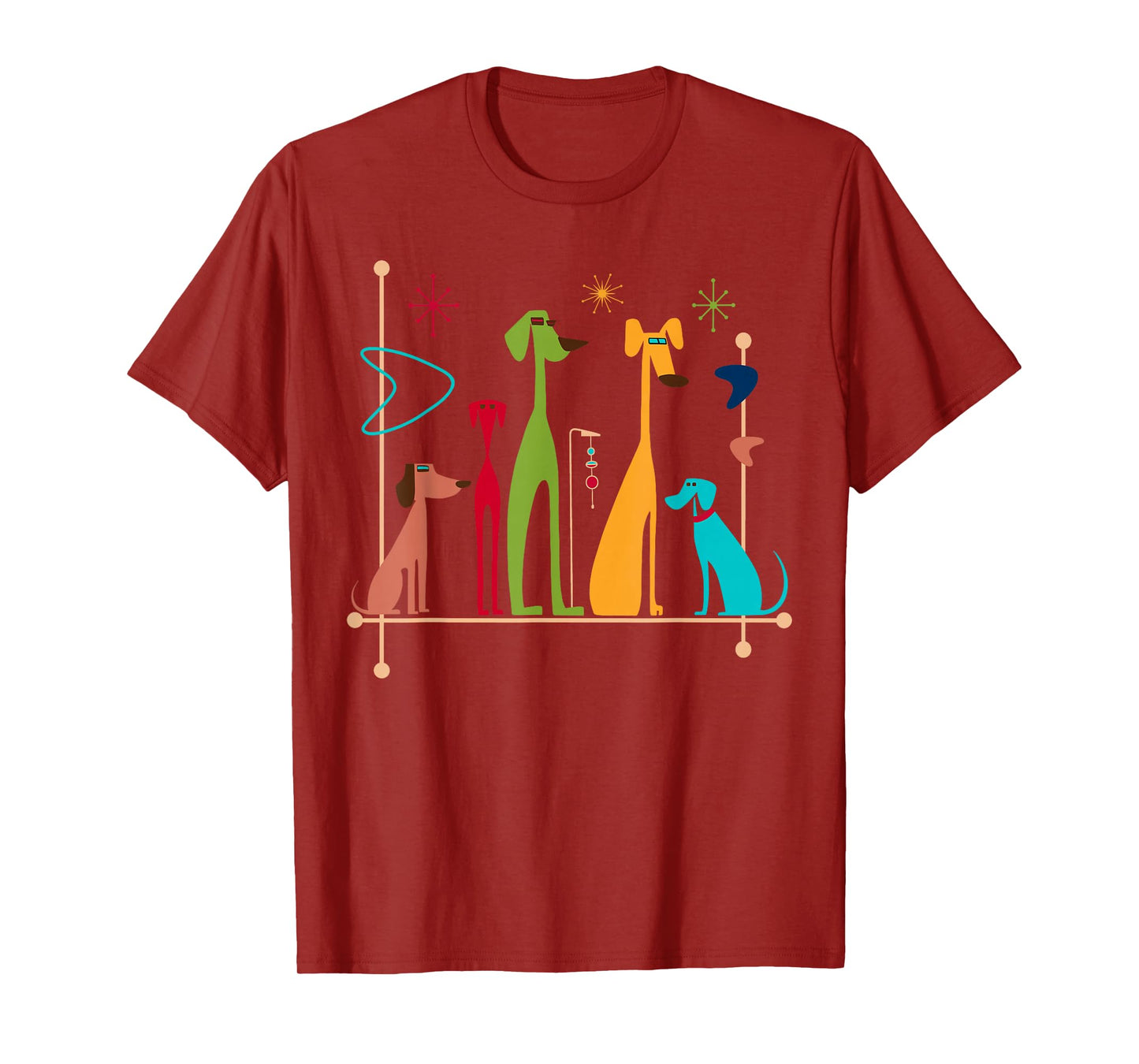 Retro Mid-Century Modern Dogs 50s 60s Style T-Shirt