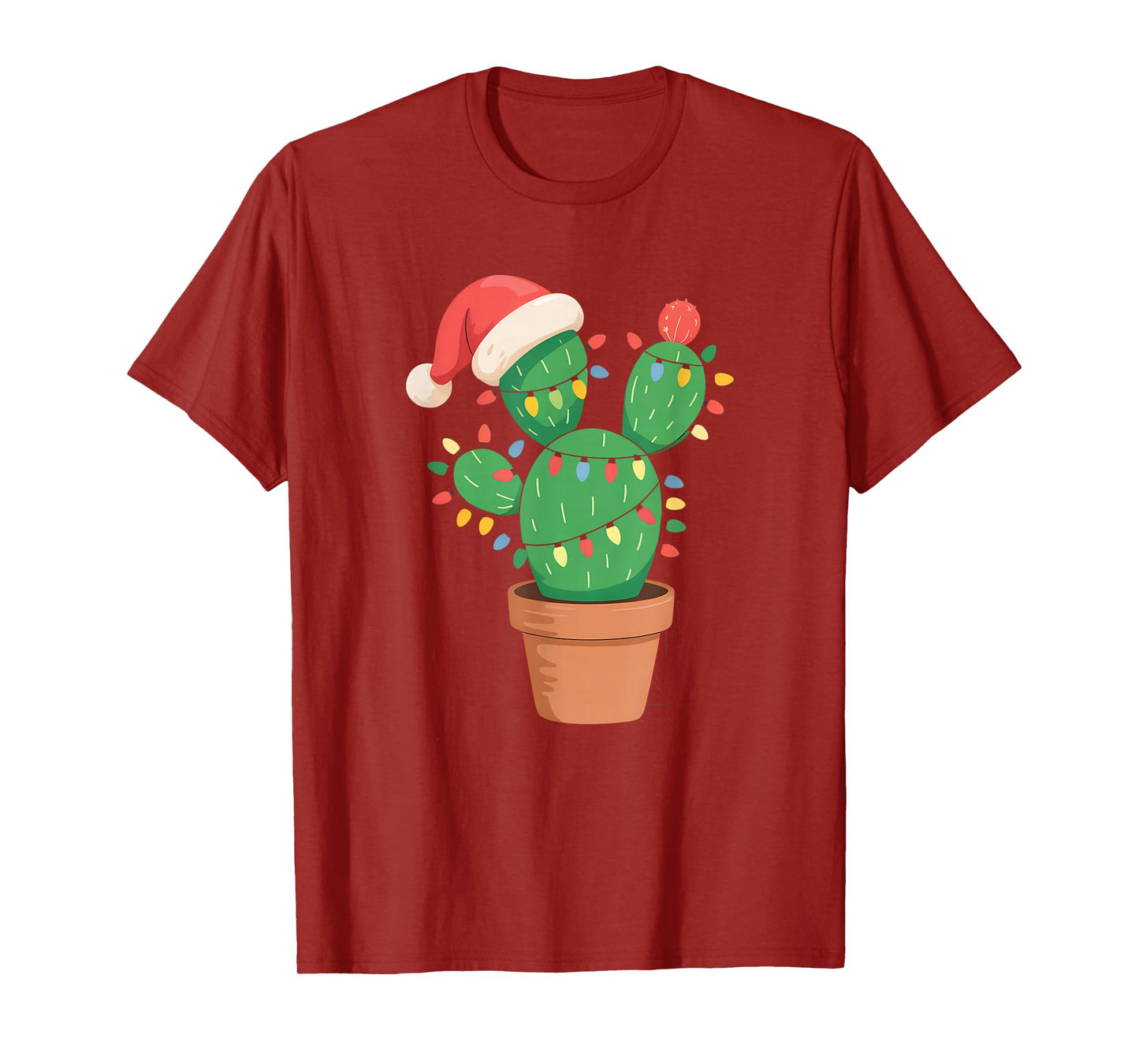Christmas Lights Cactus Lover Funny Xmas for Men Women T-Shirt