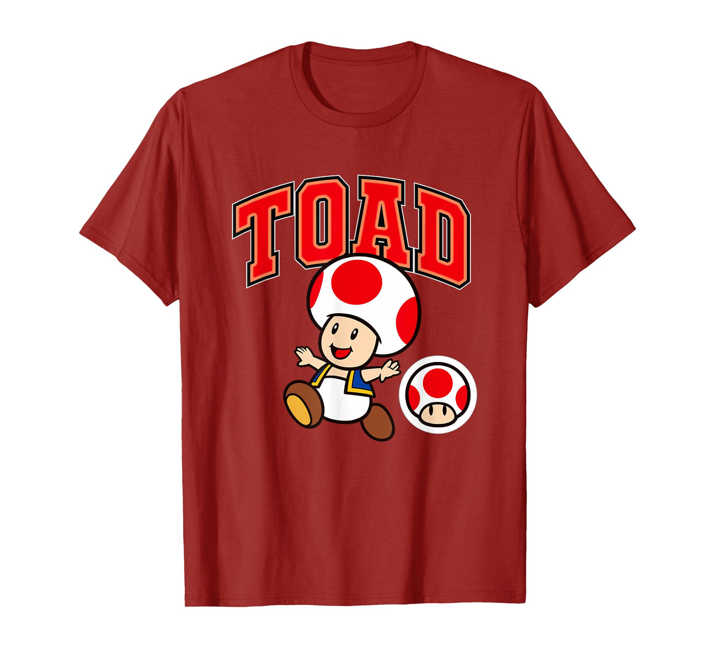 Super Mario Toad Big Character Collegiate Style T-Shirt