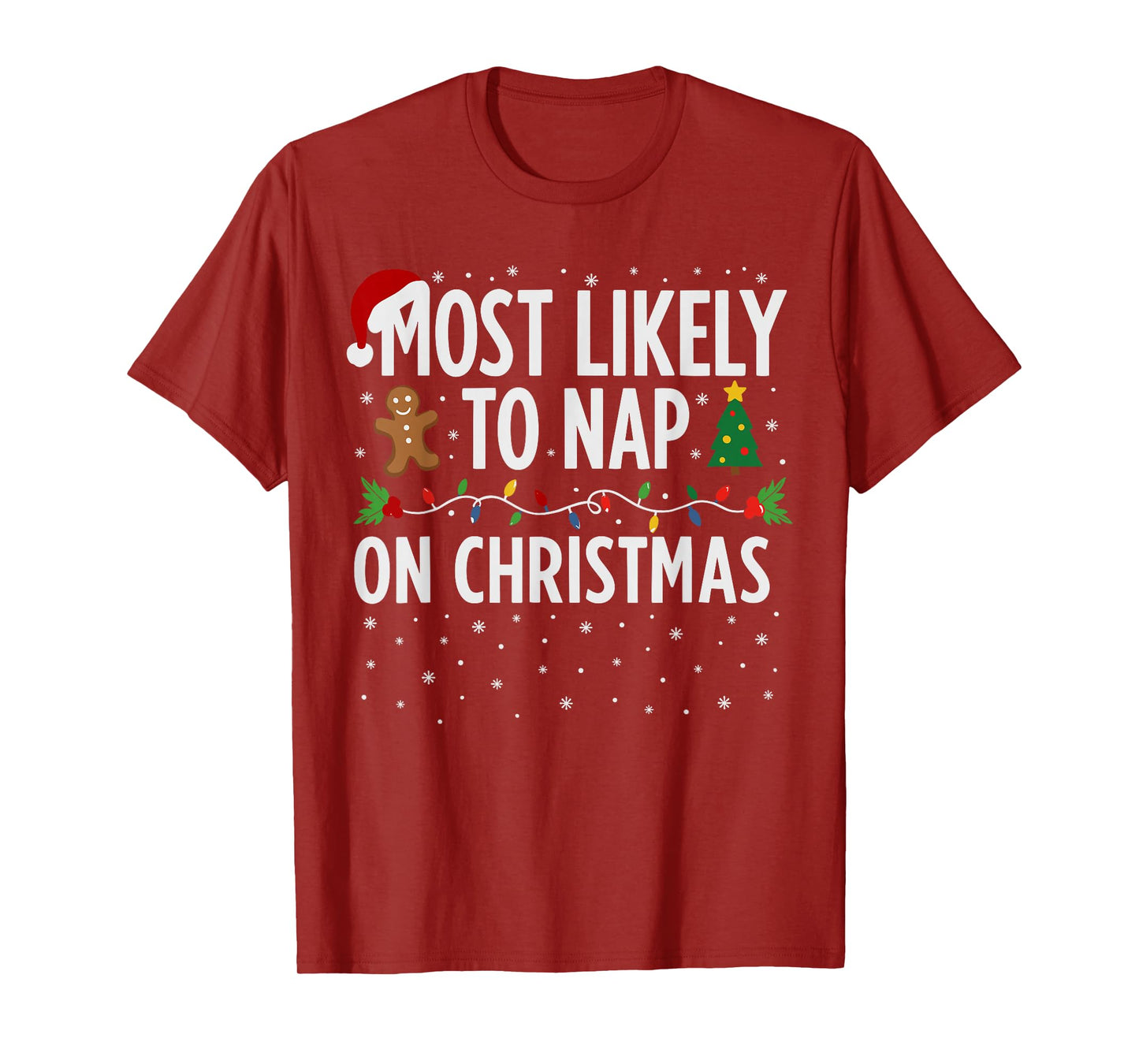 Most Likely to Nap on Christmas Shirt Men, Funny Xmas Lazy T-Shirt