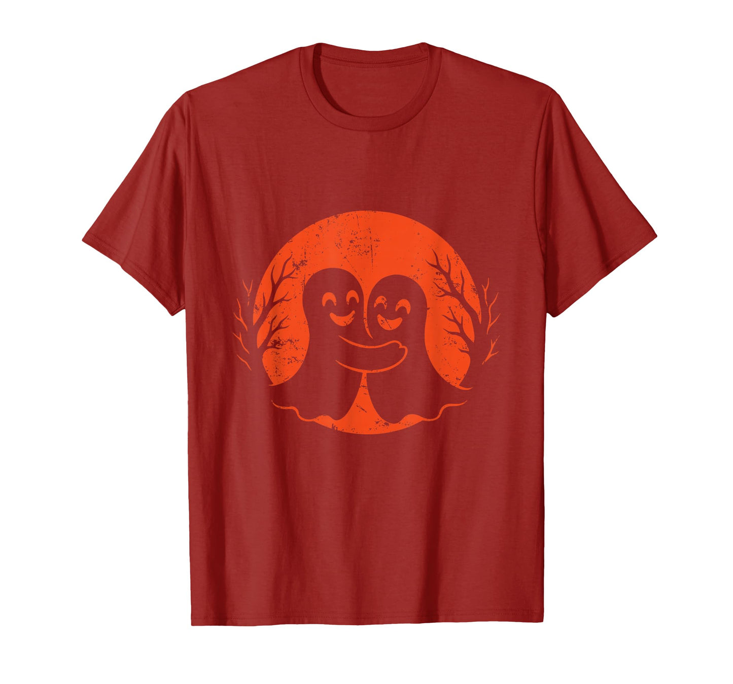 Hugging Ghosts Halloween Moon T-Shirt