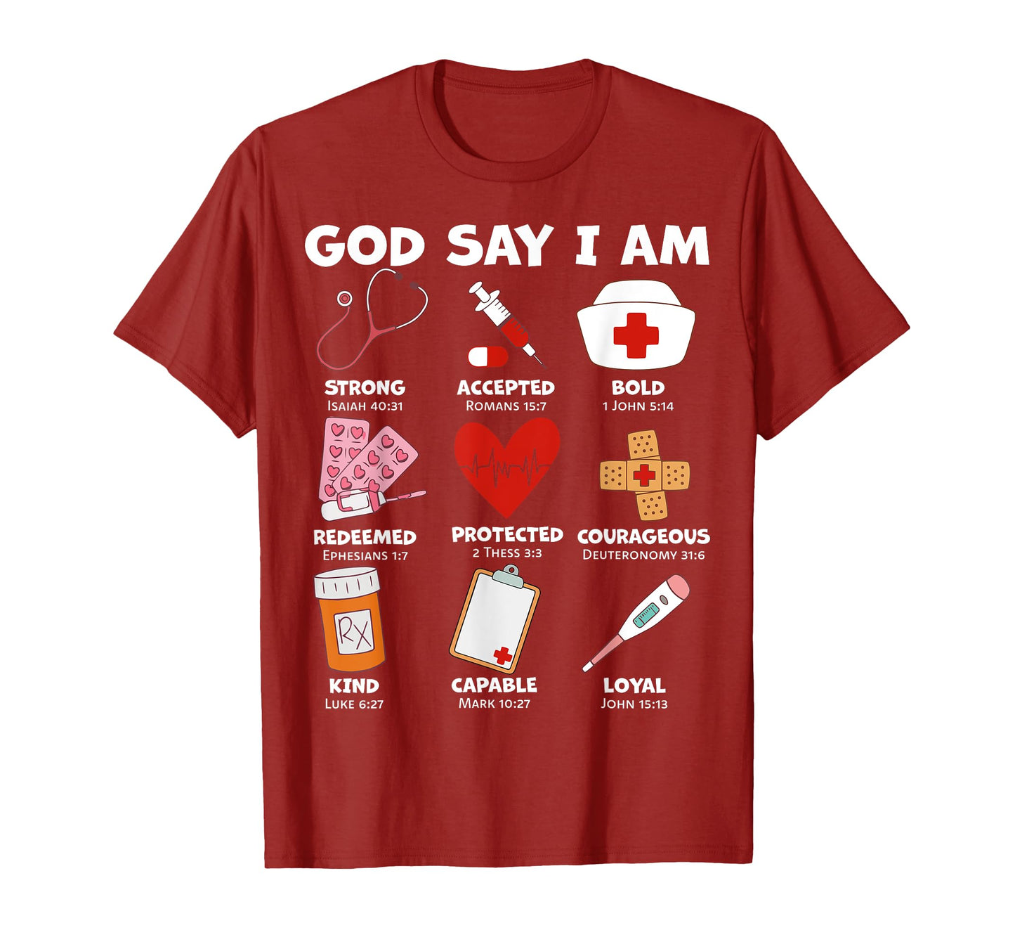 God Says I Am Nurse Strong Protected Religious Nurse Nursing T-Shirt