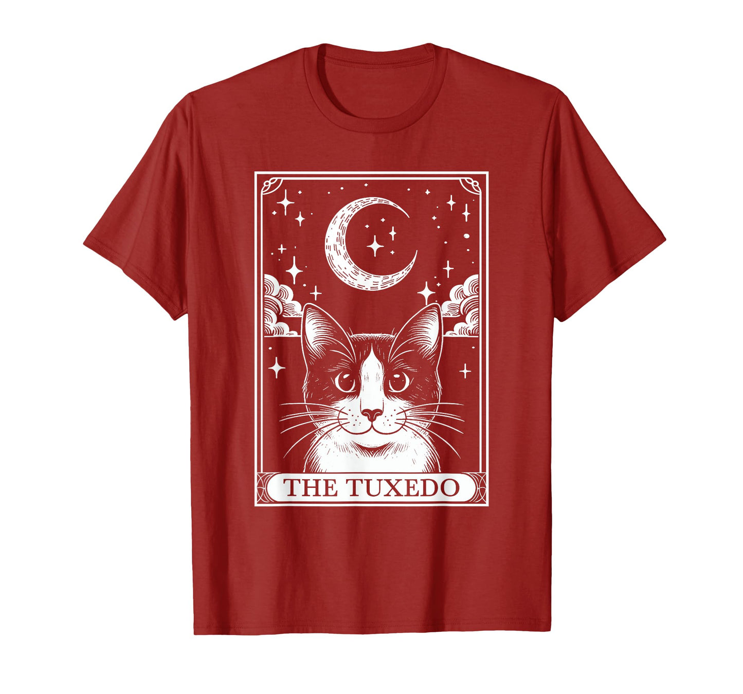 Tarot Card Vintage Crescent Moon Tuxedo Cat Mom Cat Lovers T-Shirt for Men Women Kids