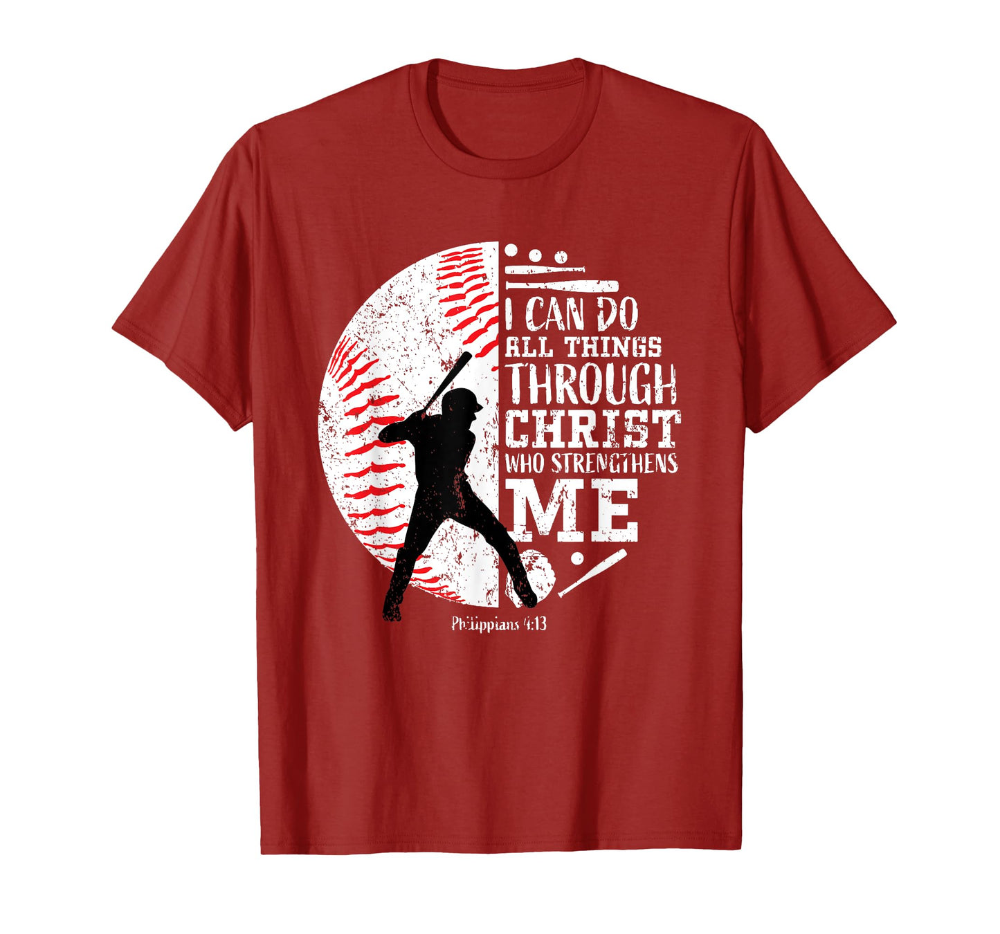 Christian Baseball Philippians 4:13 Religious Faith Graphic T-Shirt