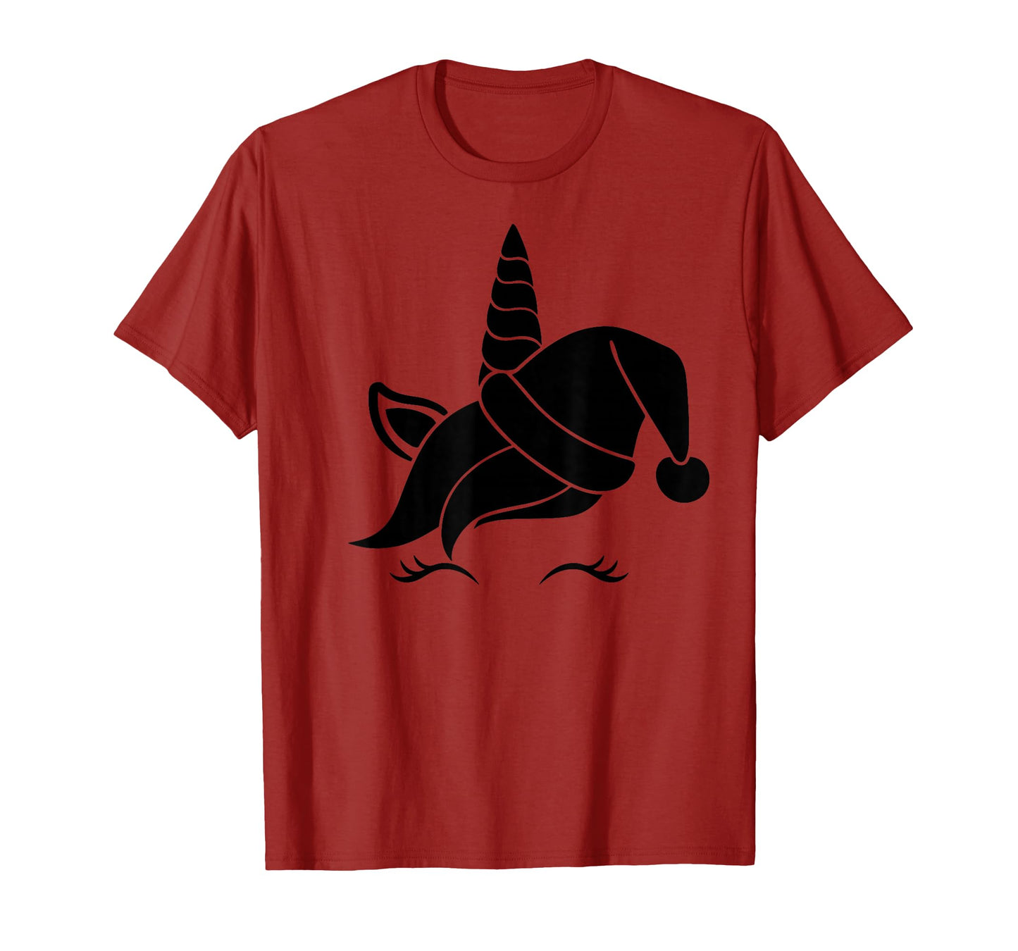 Unicorn Reindeer Face with Santa Hat Cute Christmas Costume T-Shirt