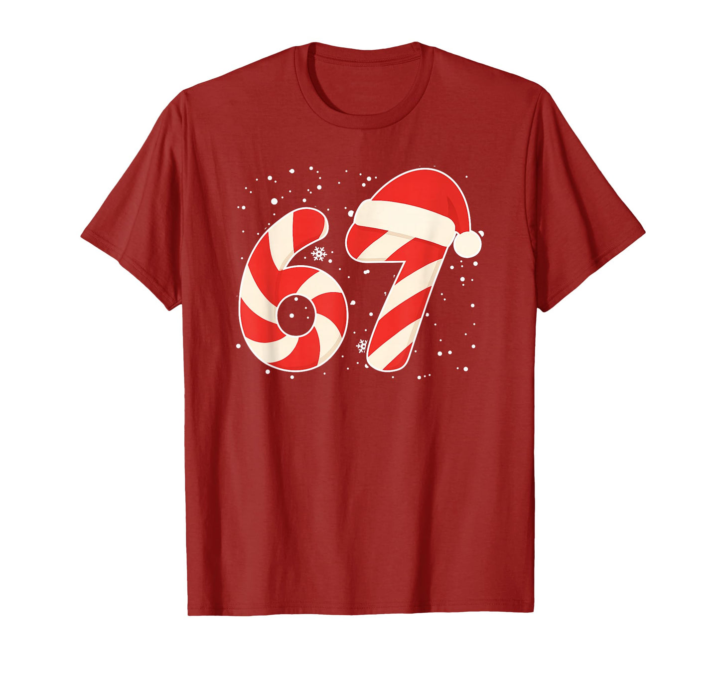 67 Candy Cane Drip Meme Six Seven Funny Xmas Gen Alpha Slang T-Shirt