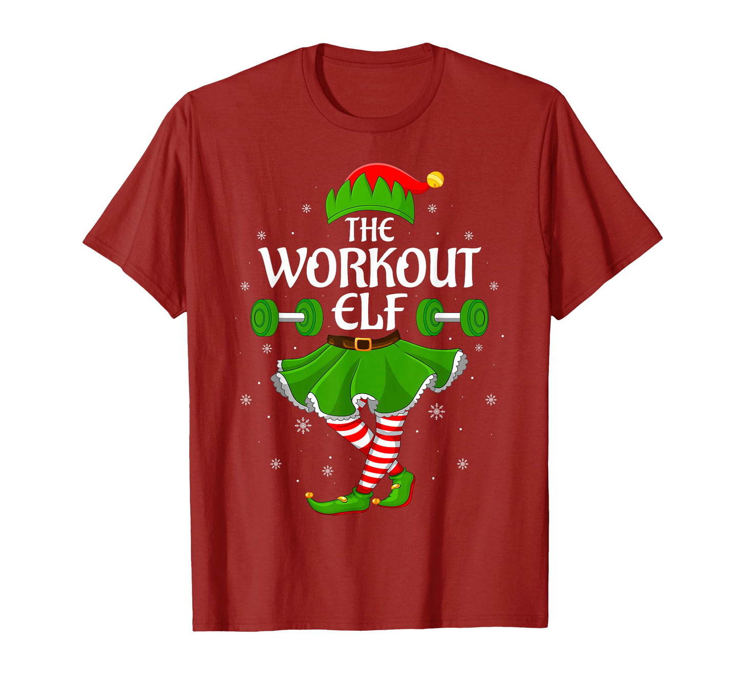 Workout Elf Christmas Family Girls Women Elf Squad Xmas T-Shirt