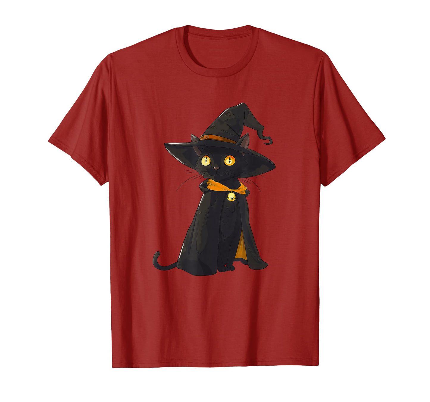 Scary Halloween Black Cat Witch Hat Costume T-Shirt