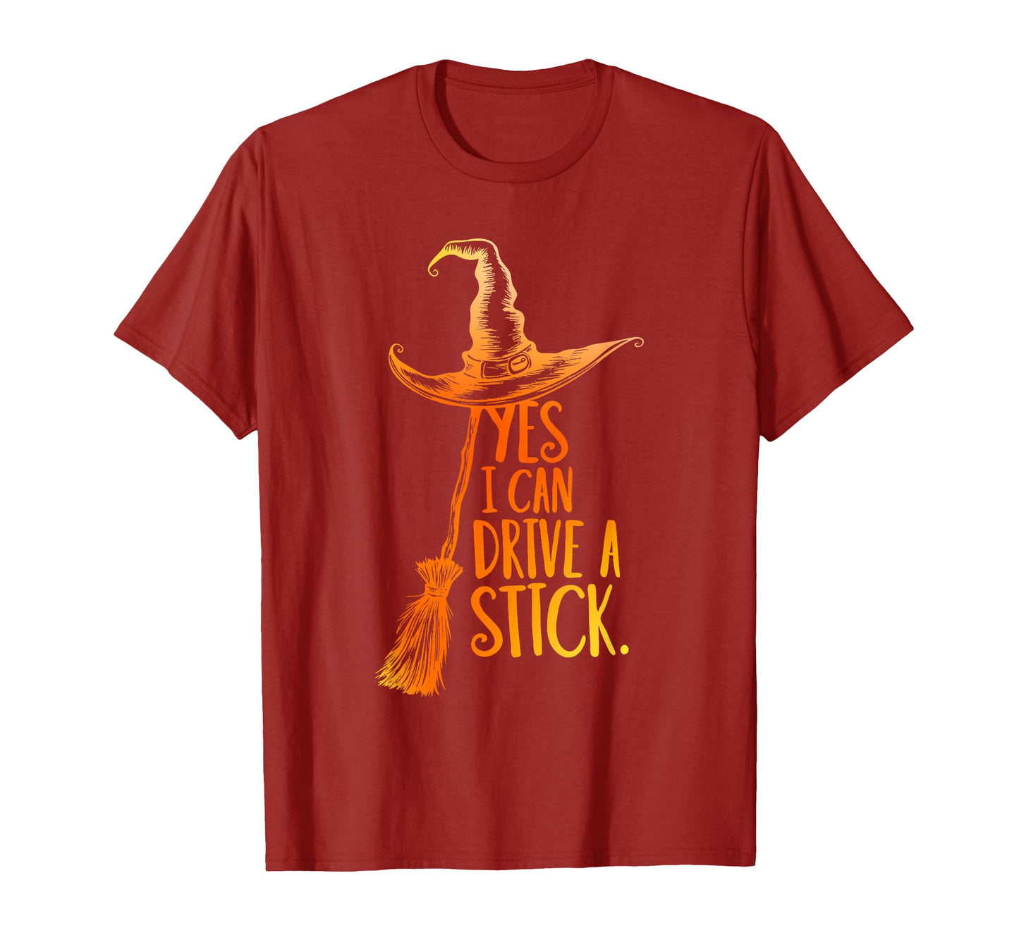 Yes I Can Drive A Stick Funny Halloween Spooky Witch Vintage T-Shirt