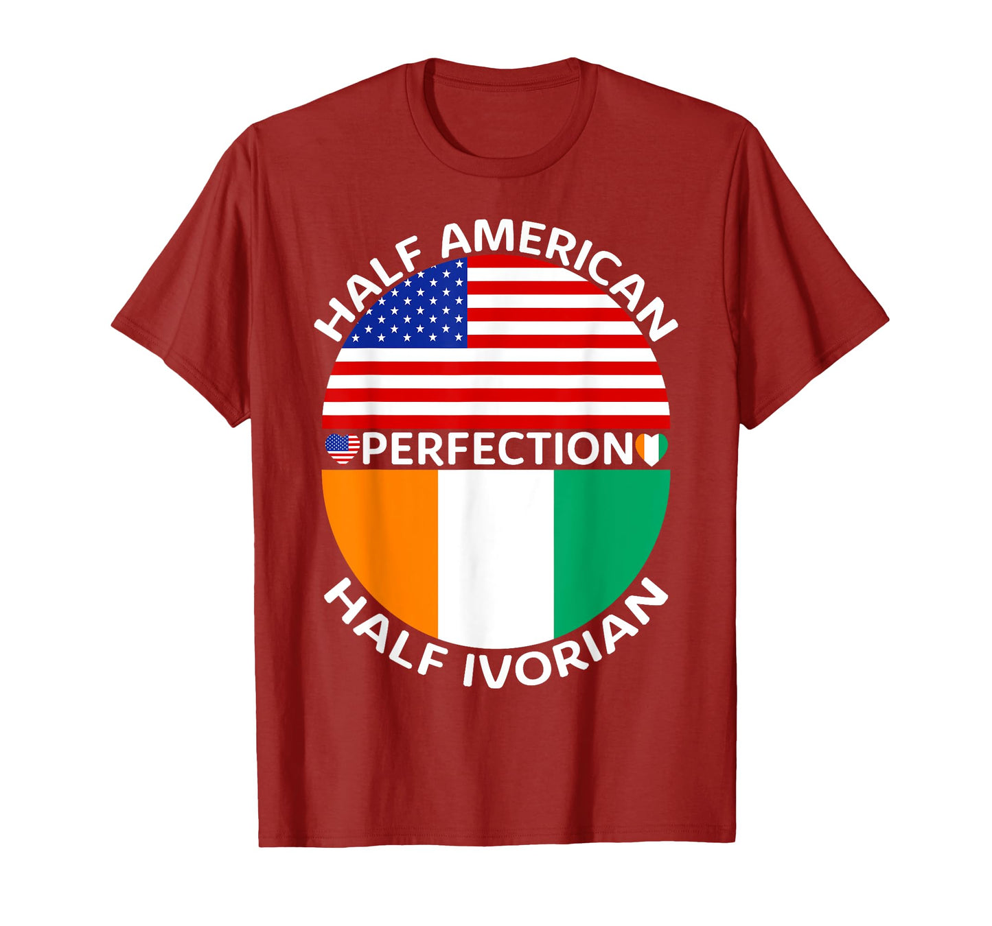 Half American Half Ivorian Ivory Coast Flag Root Men Women T-Shirt