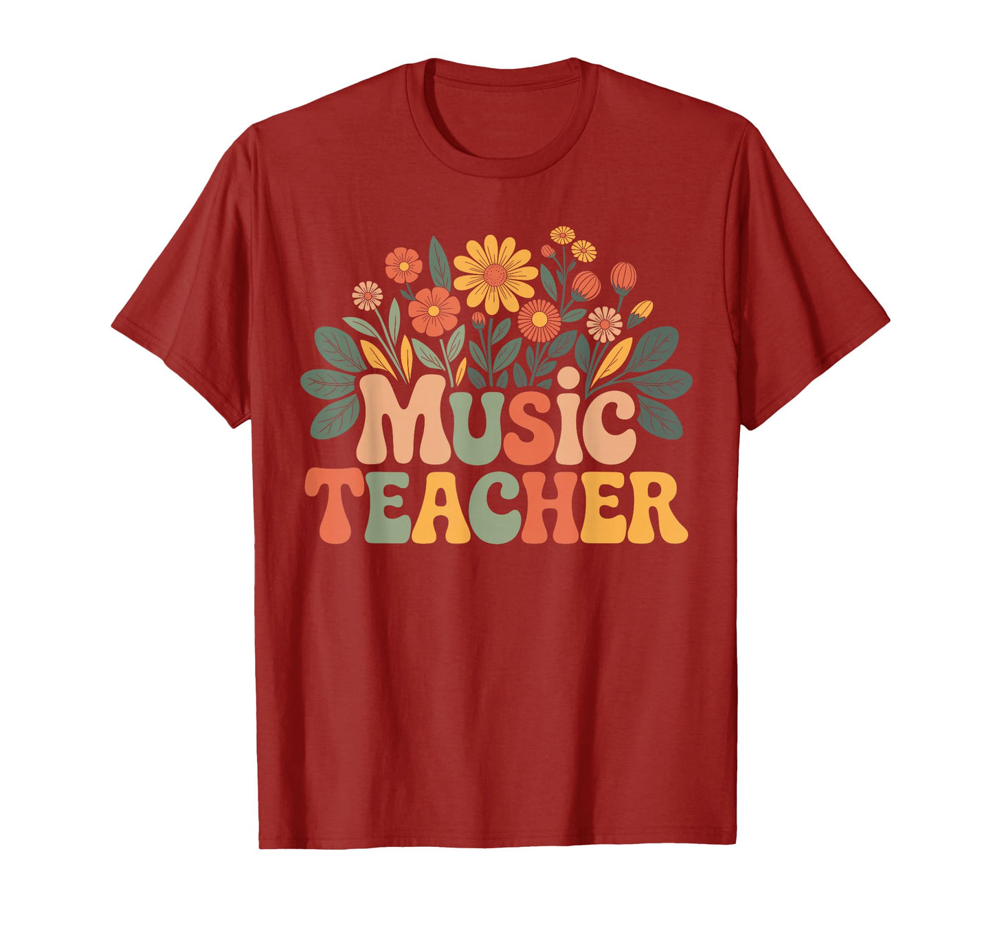 Vintage Wildflowers Retro Floral Music Teacher T-Shirt