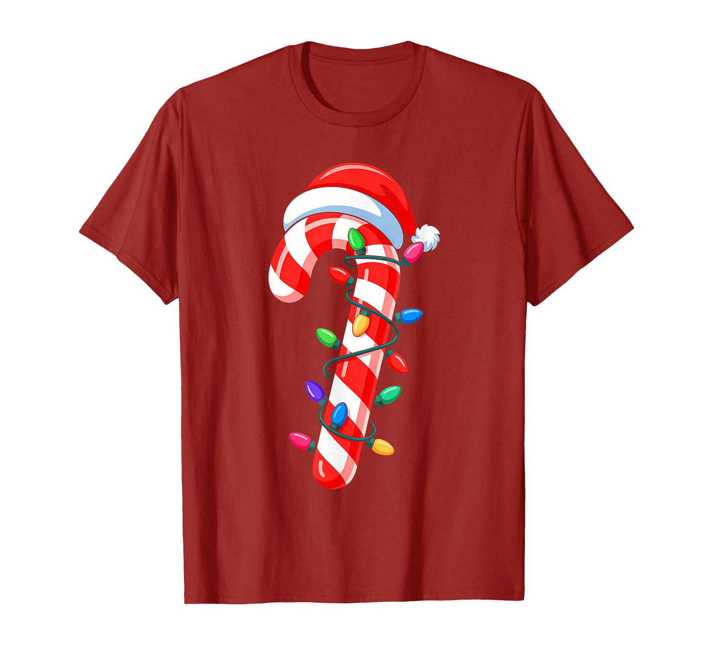 Candy Cane Christmas Lights Santa Hat Family Xmas Pajamas T-Shirt