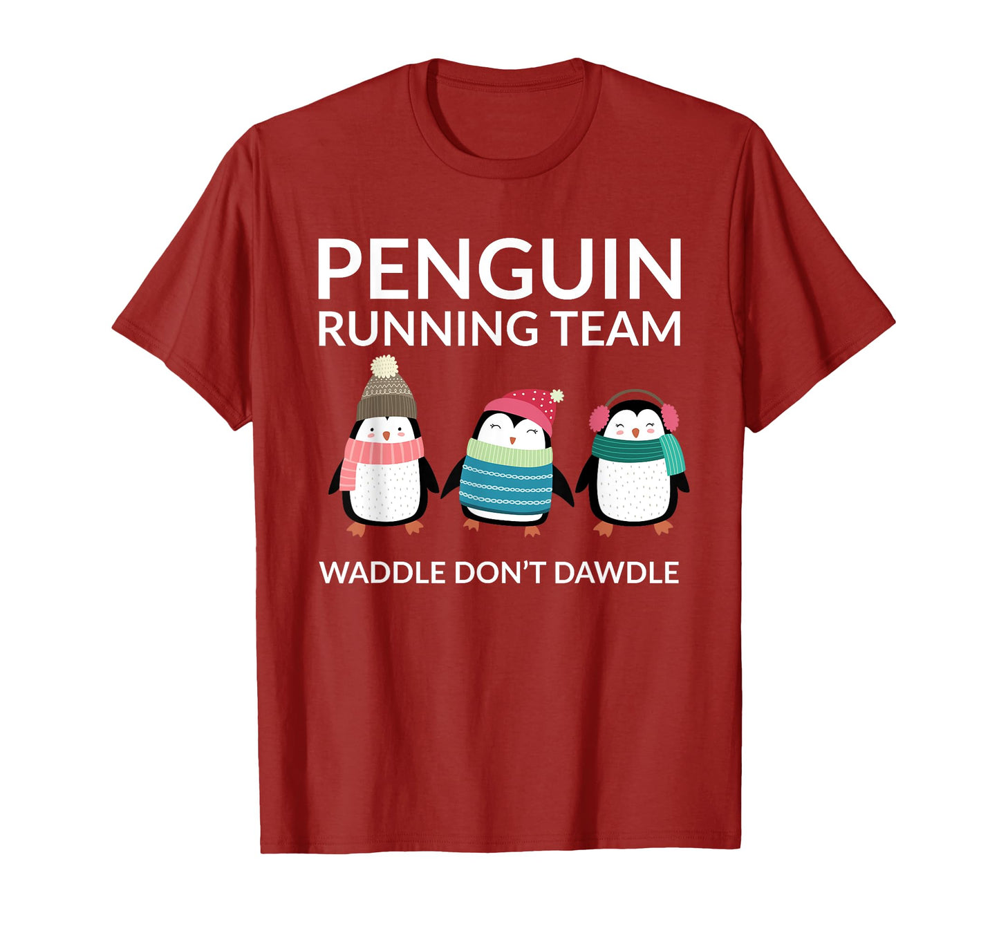 Penguin Running T-Shirt Funny Team Group Waddle Gift T-Shirt