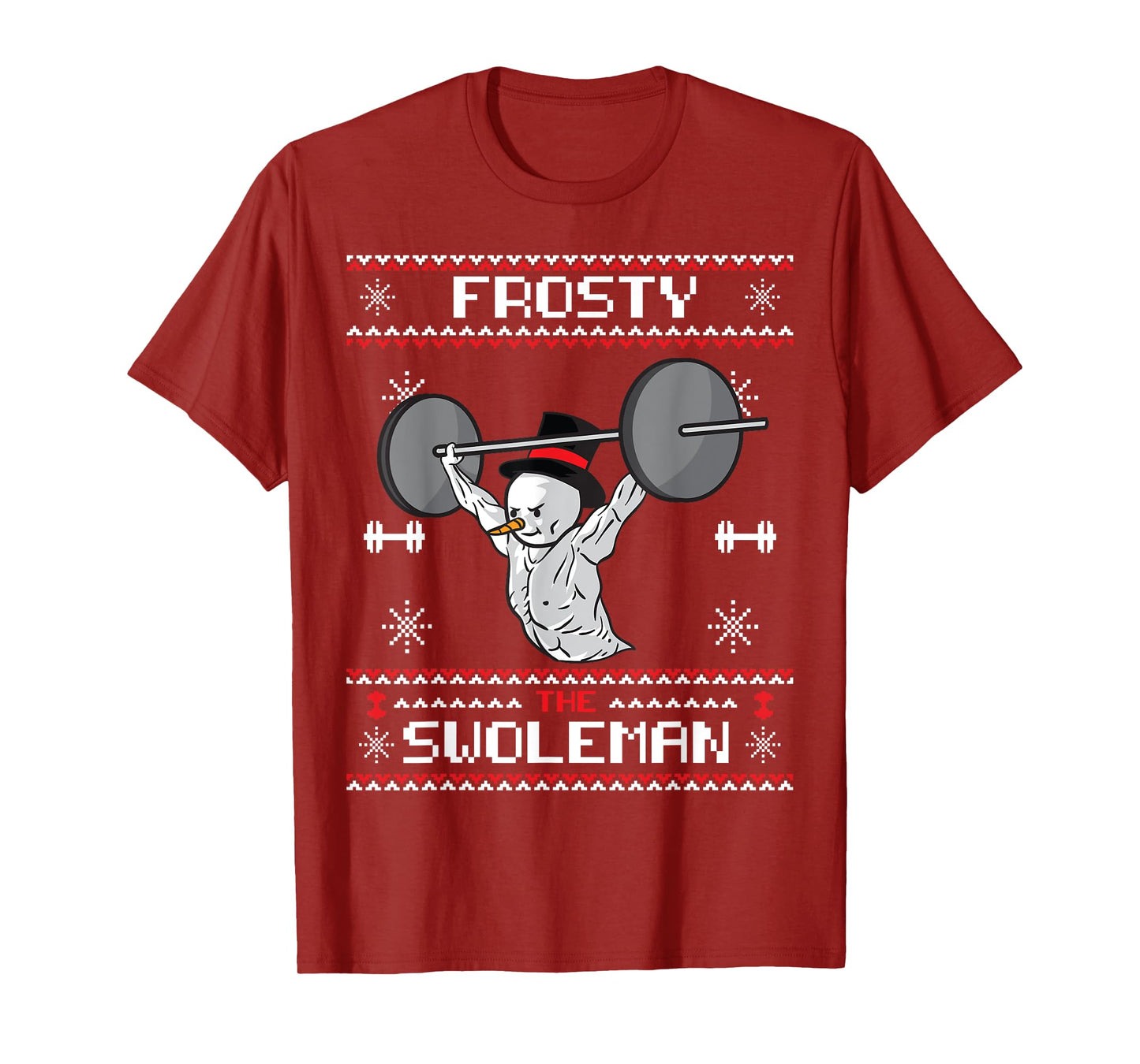 Frosty the Swoleman Ugly Christmas Sweater Funny Snowman Gym T-Shirt
