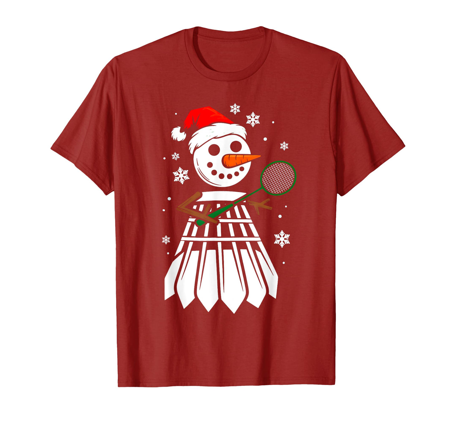 Badminton Santa Hat Snowman Xmas Funny Badminton Christmas T-Shirt