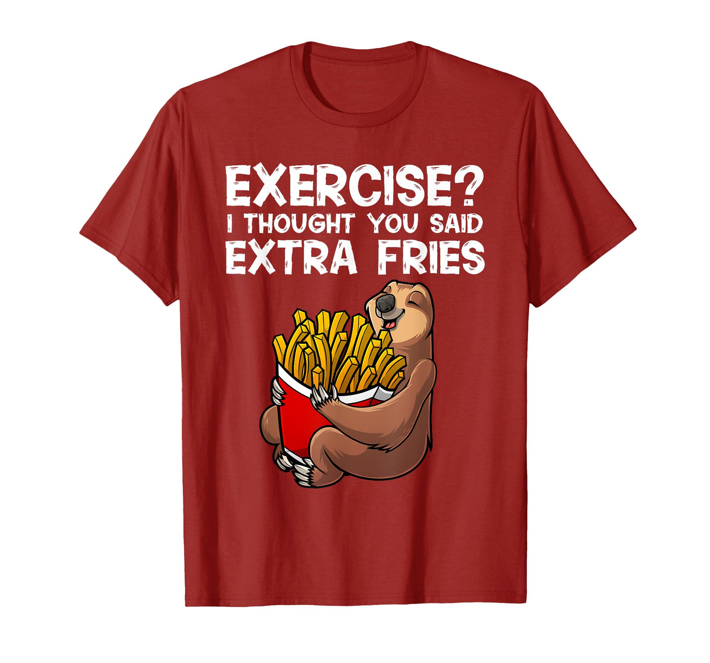 French Fries Lover Sloth For Men Women Extra Fries Potatoes T-Shirt