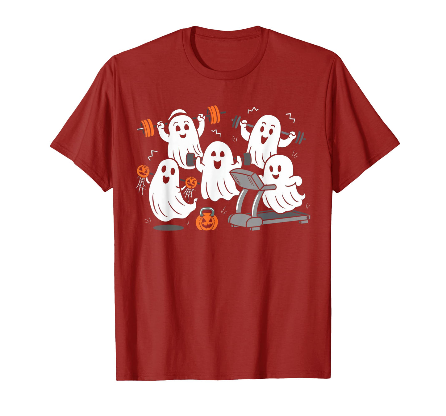 Working Out Ghost Gym Halloween Shirt Fitness Weightlifting T-Shirt