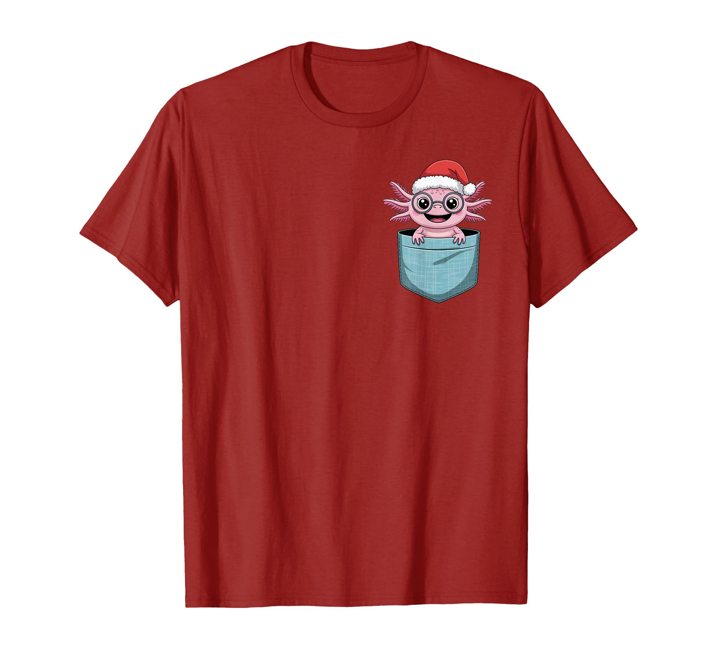 Cute Axolotl Pocket Christmas Funny Holiday Animal T-Shirt