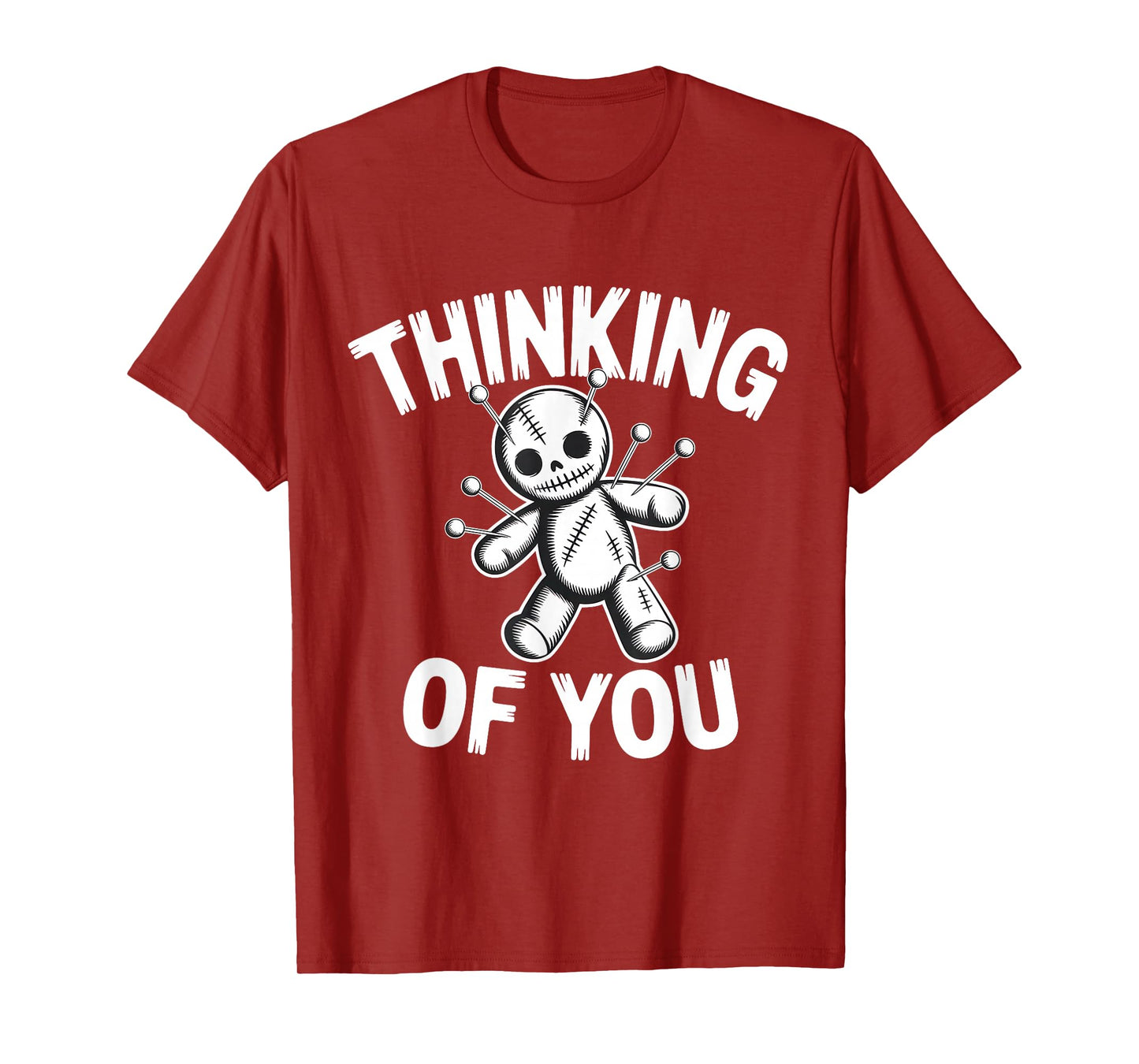Creepy Voodoo Doll Thinking of You Funny Halloween Witch Mag T-Shirt