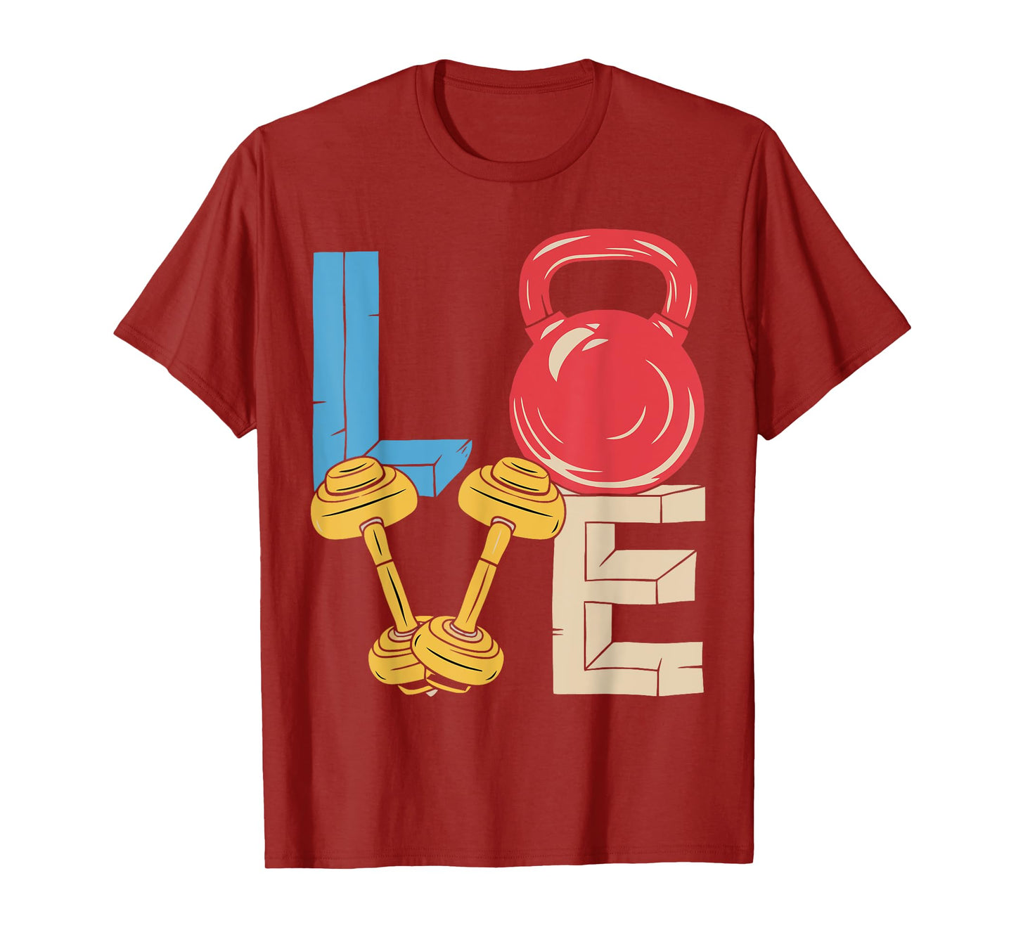 Love Weightlifting Kettlebell Dumbbell Fitness Gym T-Shirt