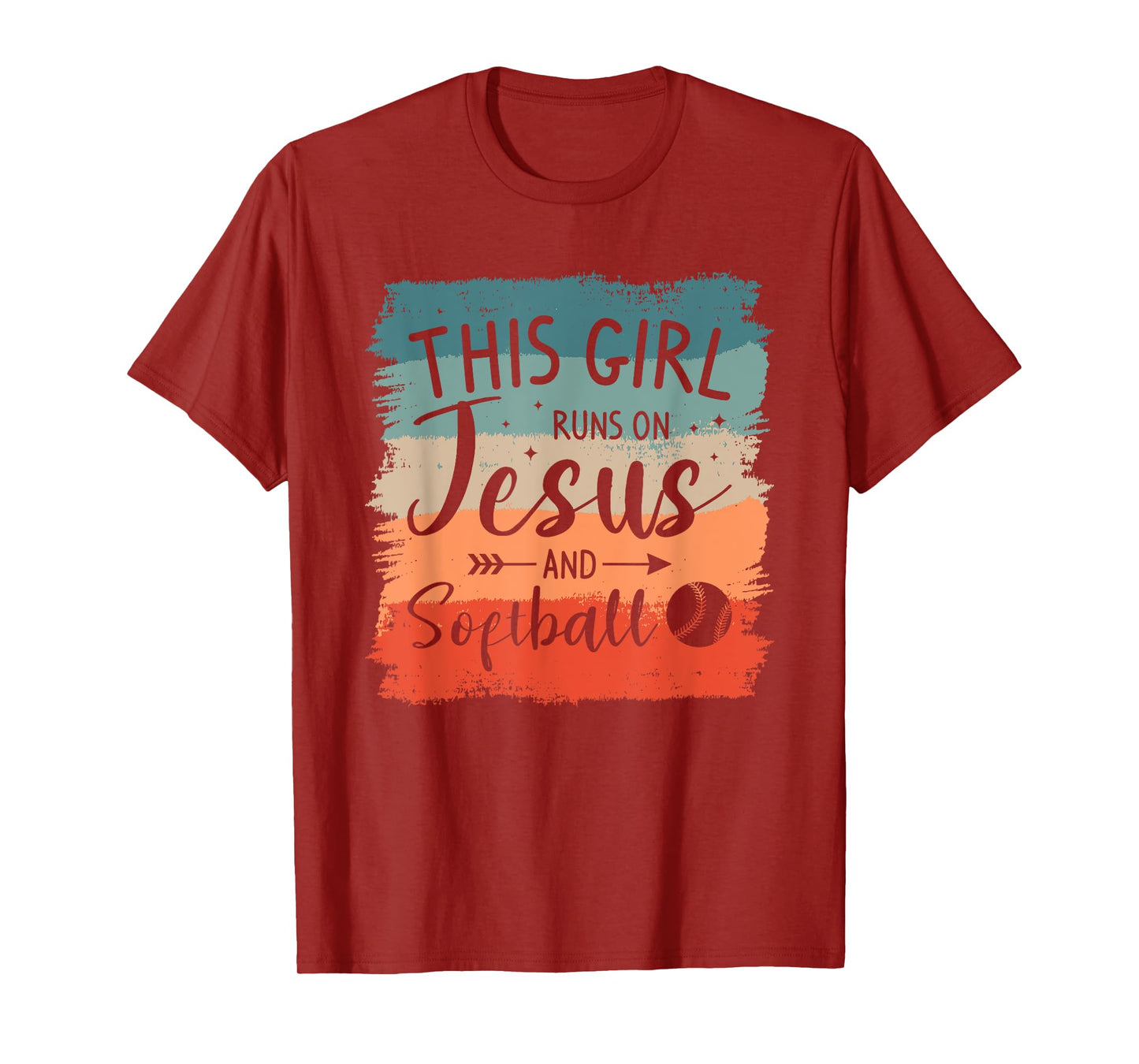 This Girl Runs On Jesus And Softball Softballer T-Shirt
