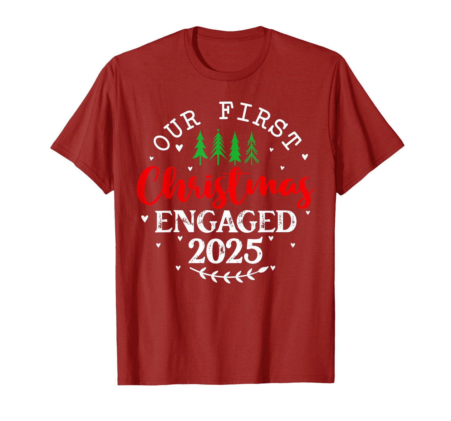 Our First Christmas Engaged 2025 Christmas Couple Matching T-Shirt