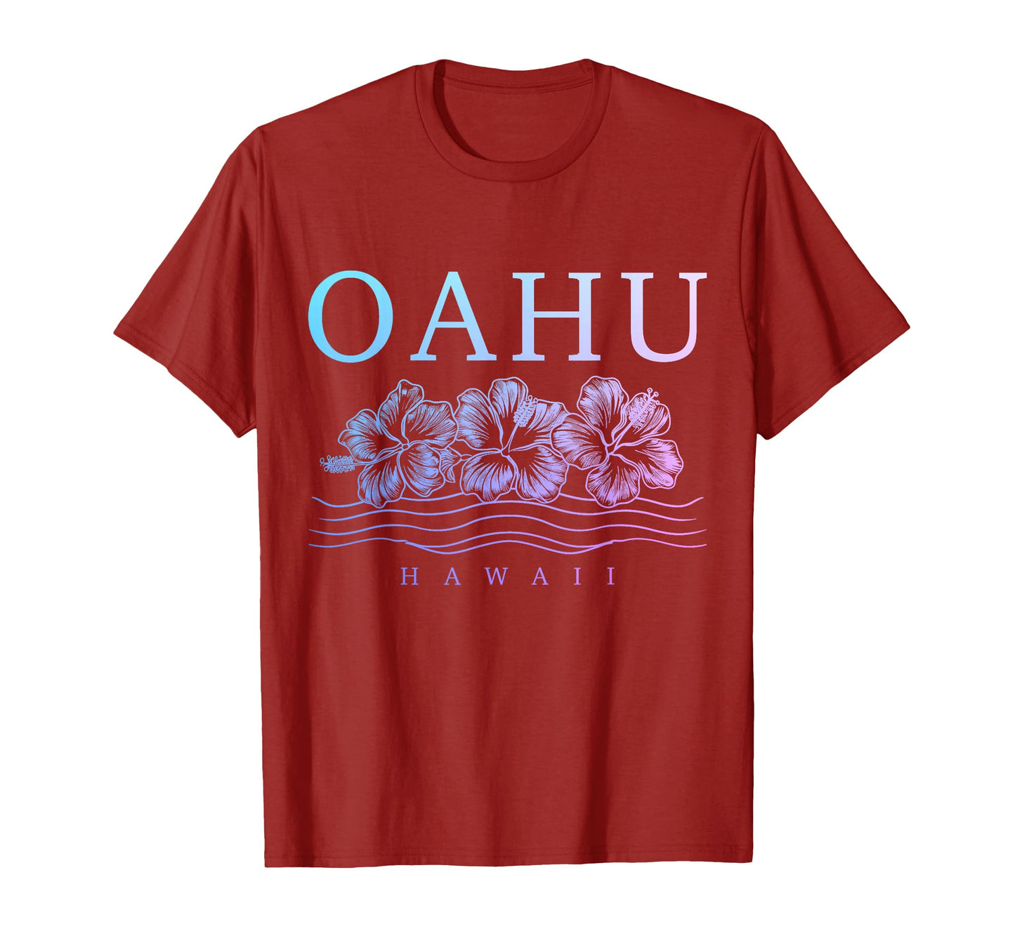 Oahu Hawaii Hawaiian Hibiscus Flowers Surfer Souvenir T-Shirt