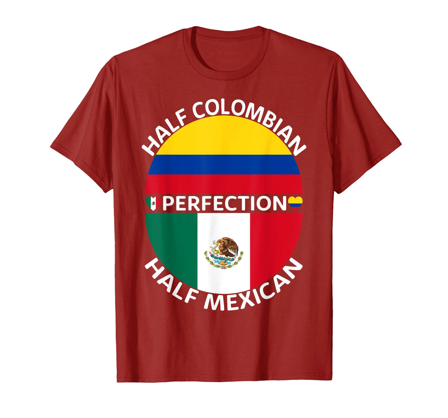 Half Mexican Half Colombian Mexico Colombia Flag Roots Men T-Shirt