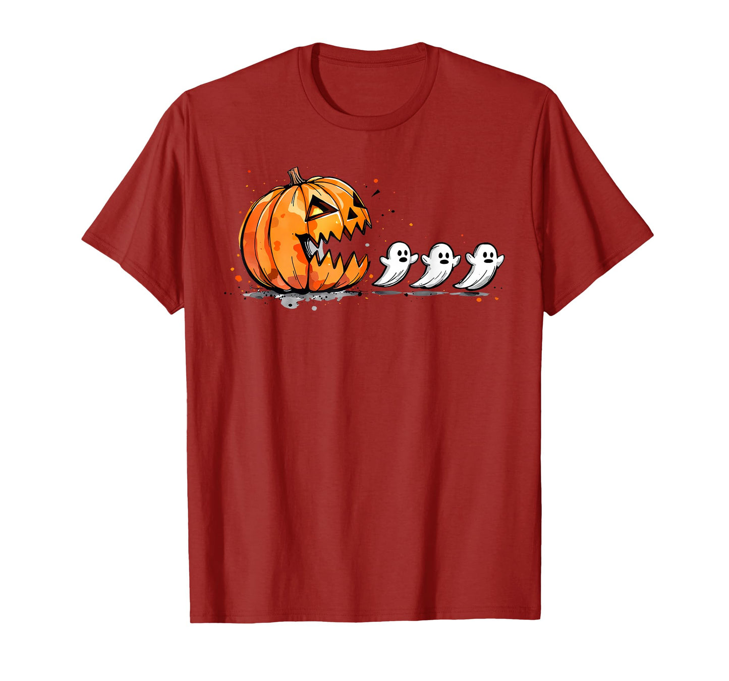Pumpkin Chasing Ghosts Funny Spooky Halloween Costume T-Shirt