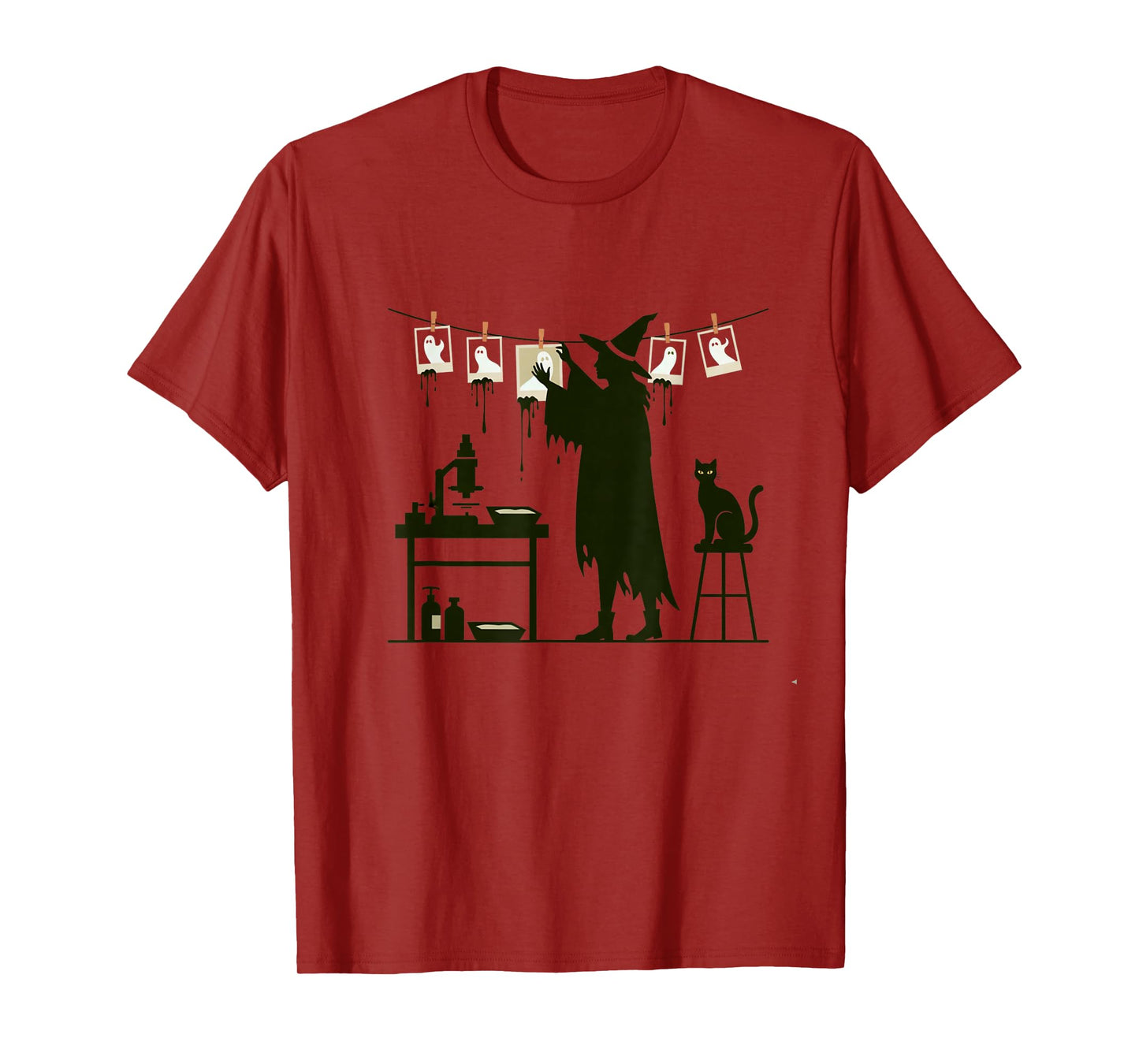 Funny Witch Photographer Ghost Haunted Photography Halloween T-Shirt
