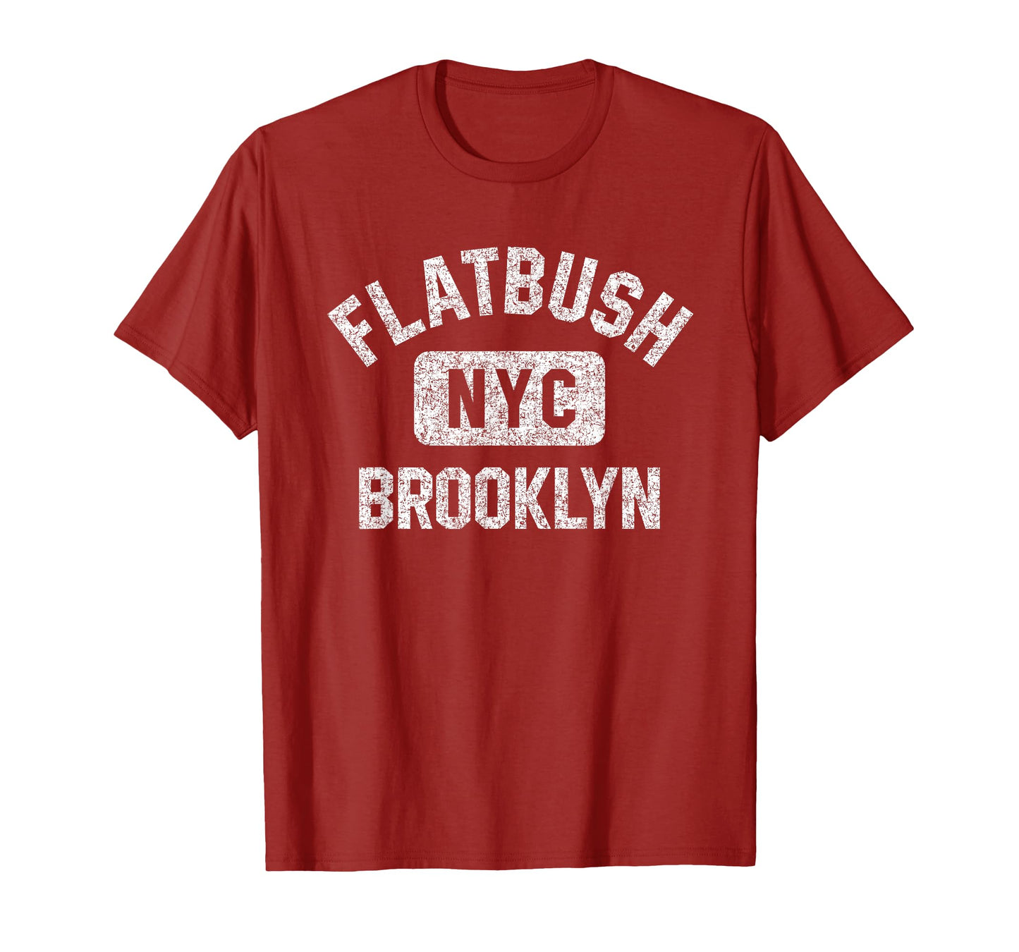 Flatbush Brooklyn NYC Gym Style Distressed White Print T-Shirt