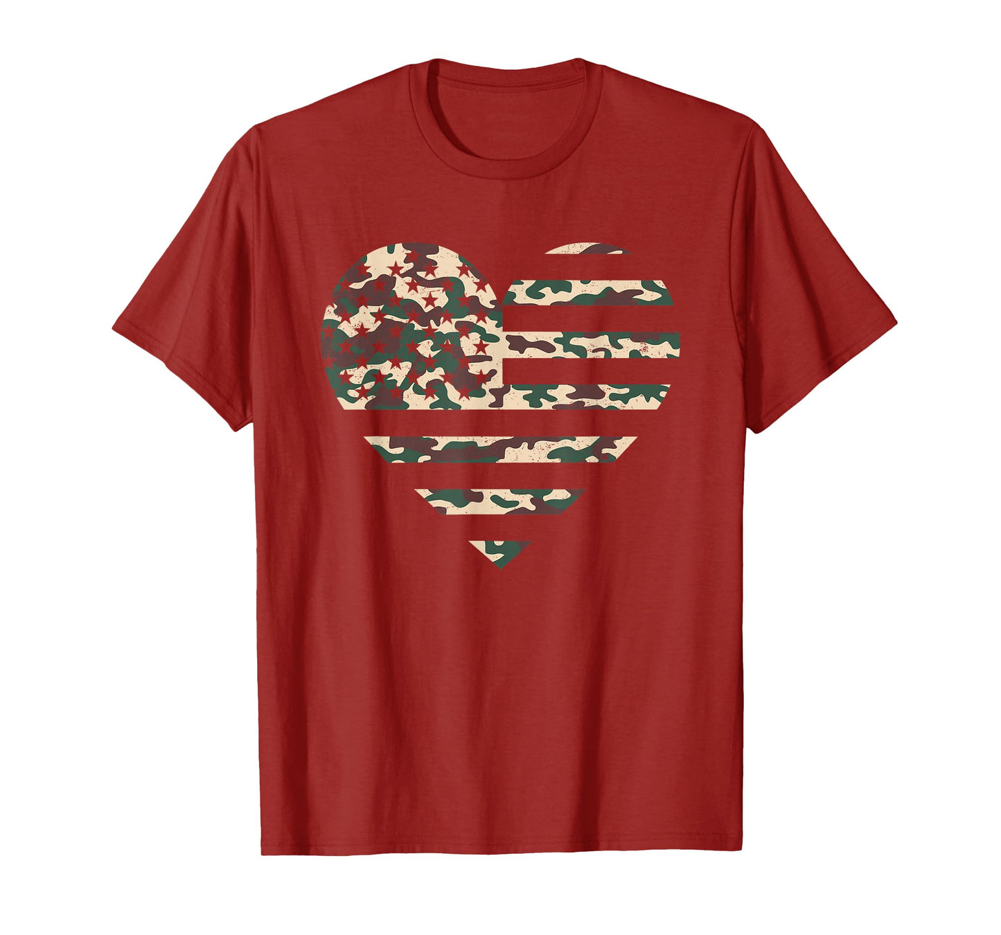 Camo American Flag Heart Camouflage Patriotic Veterans Day T-Shirt