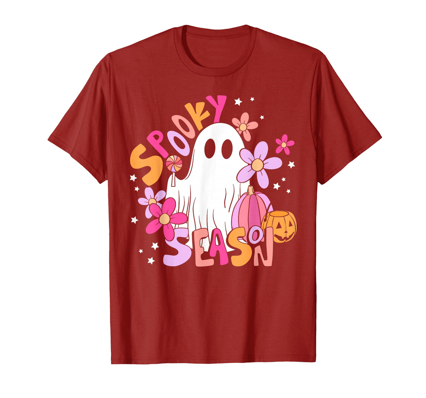 Spooky Season Happy Halloween Retro Ghost Spooky Women Girls T-Shirt