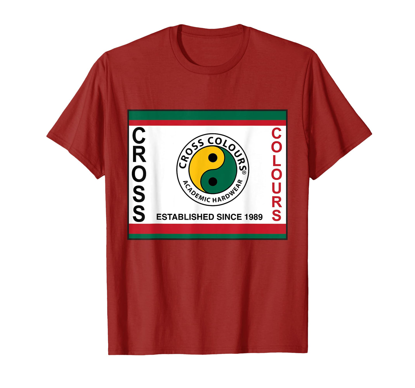 CROSS COLOURS Yin Yang Label Logo Retro Graphic 1990's Urban Vintage Unisex Adult T-Shirt