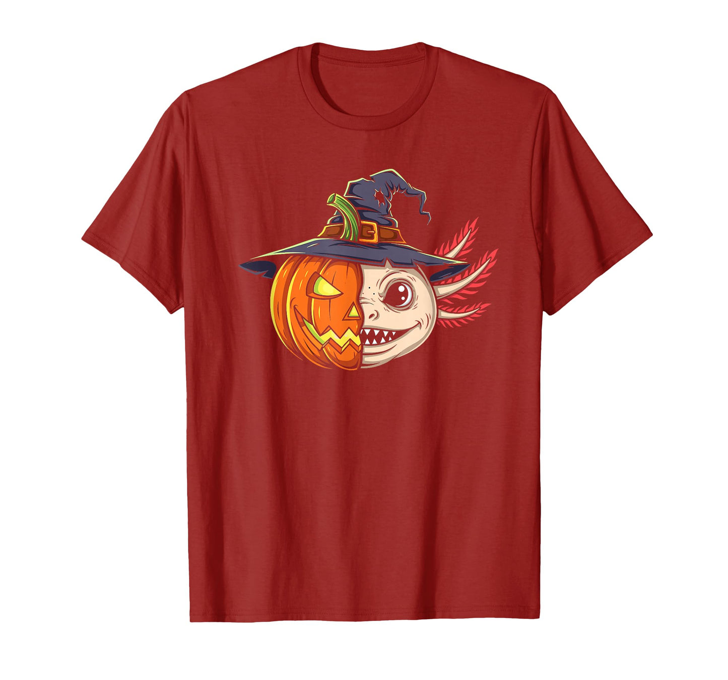 Axolotl Pumpkin Jack O Lantern Halloween Kids Mens Womens T-Shirt