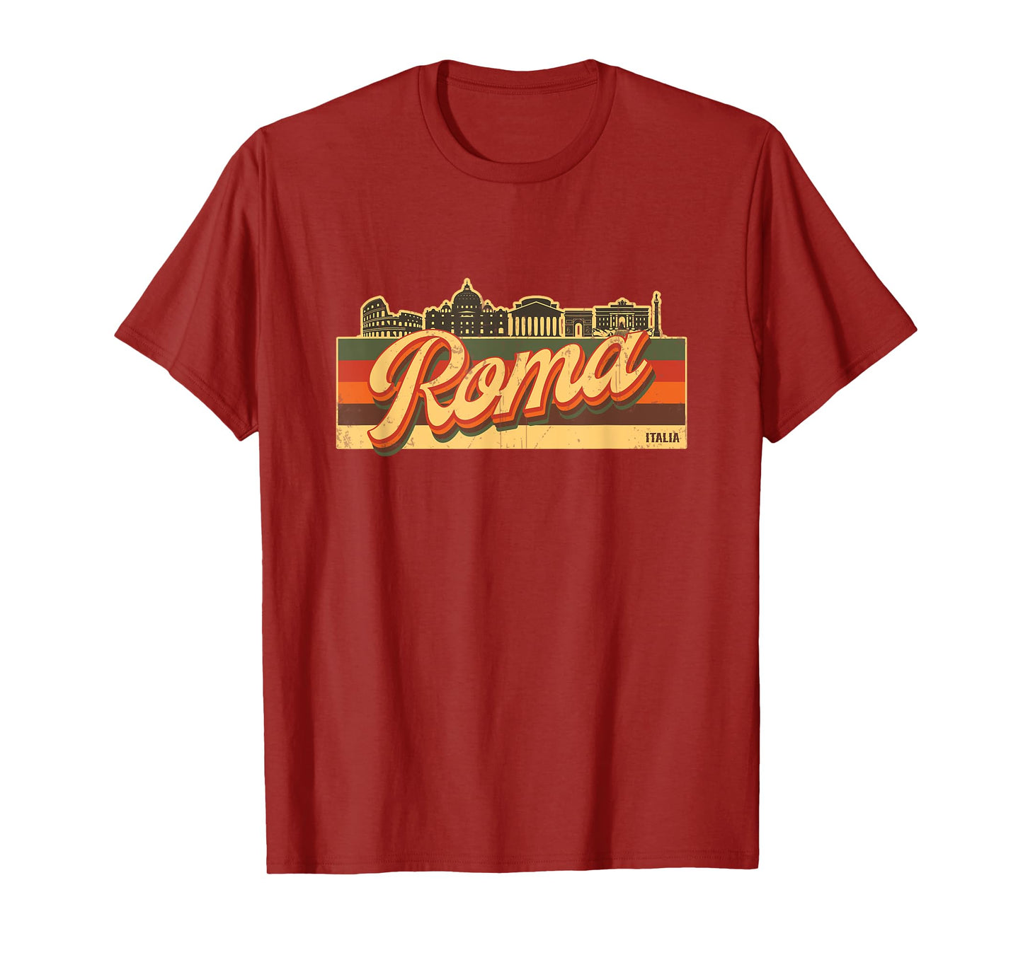 Roma Skyline & Italia Retro Stripes – Rome Italy Souvenir T-Shirt