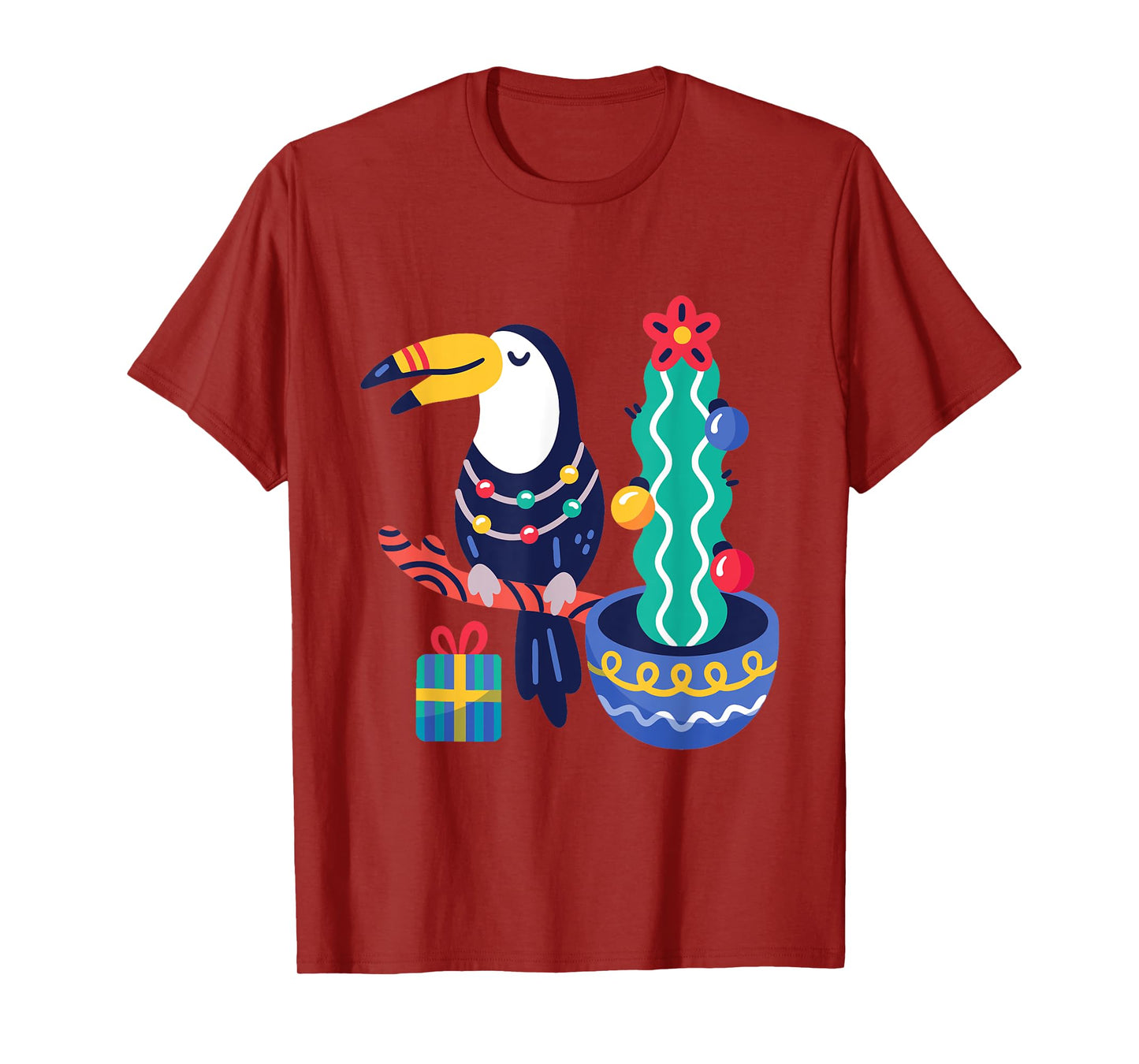Ugly Christmas Toucan Bird Tropical Merry Xmas Cactus Cute T-Shirt