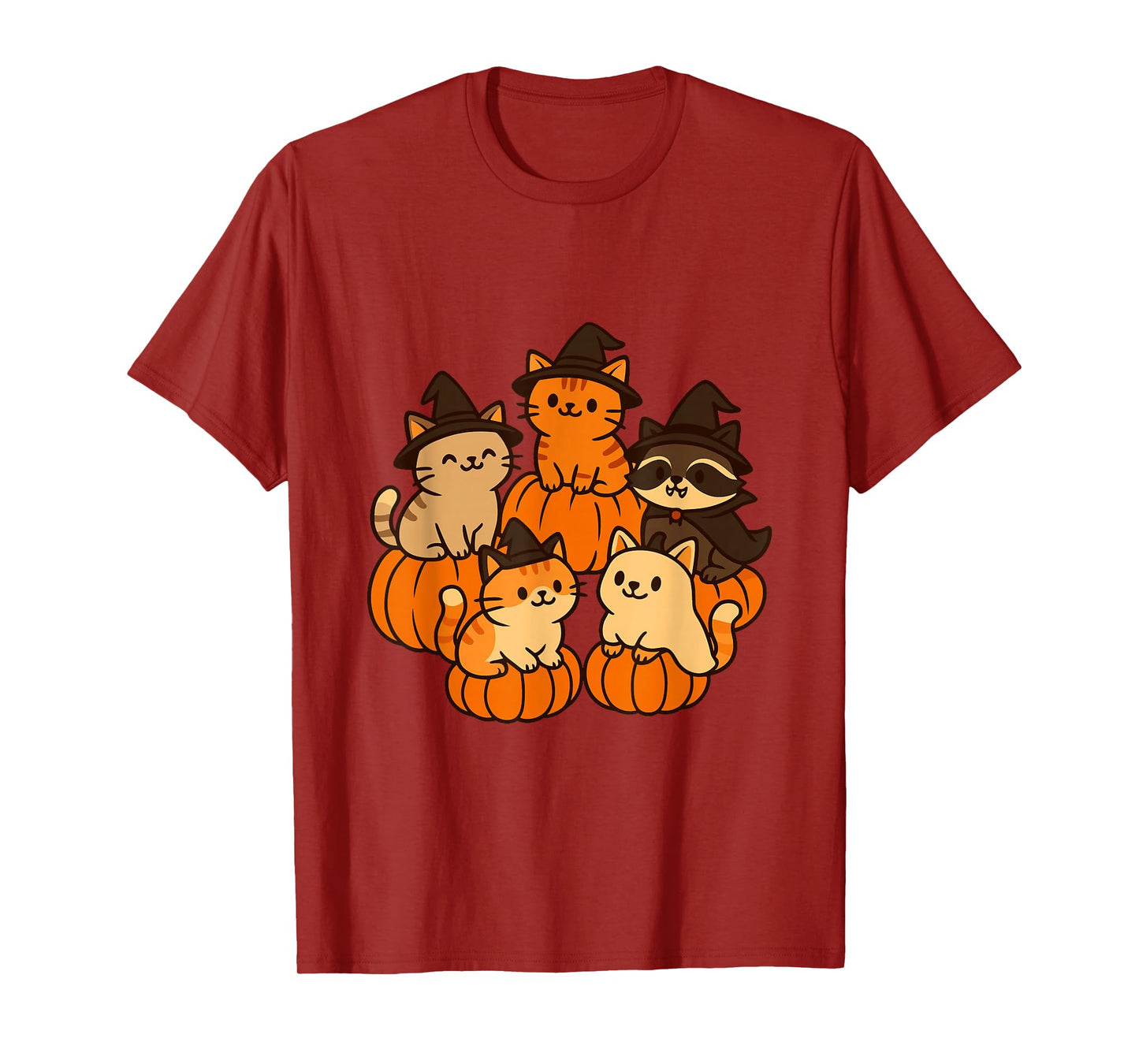 Halloween Cats and Raccoon - Witch Animals T-Shirt