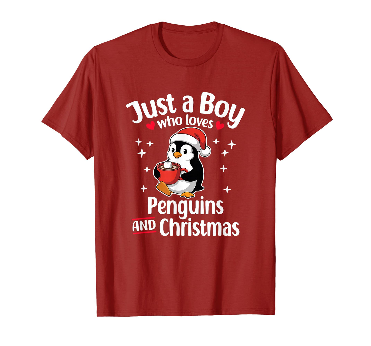 Just a Boy Who Loves Penguins Cocoa Xmas T-Shirt