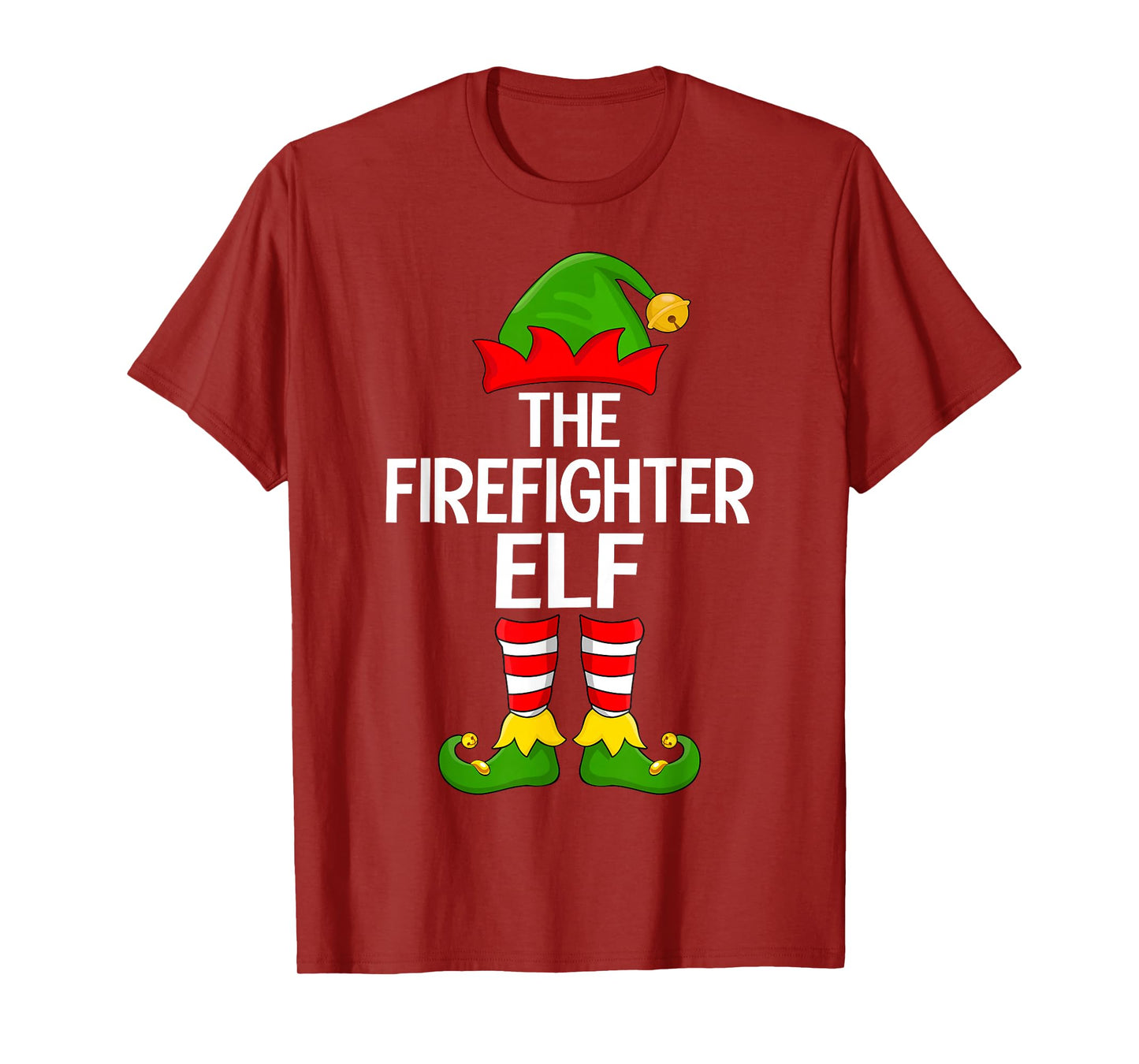 Firefighter Elf Xmas Matching Family Elf Squad Christmas T-Shirt