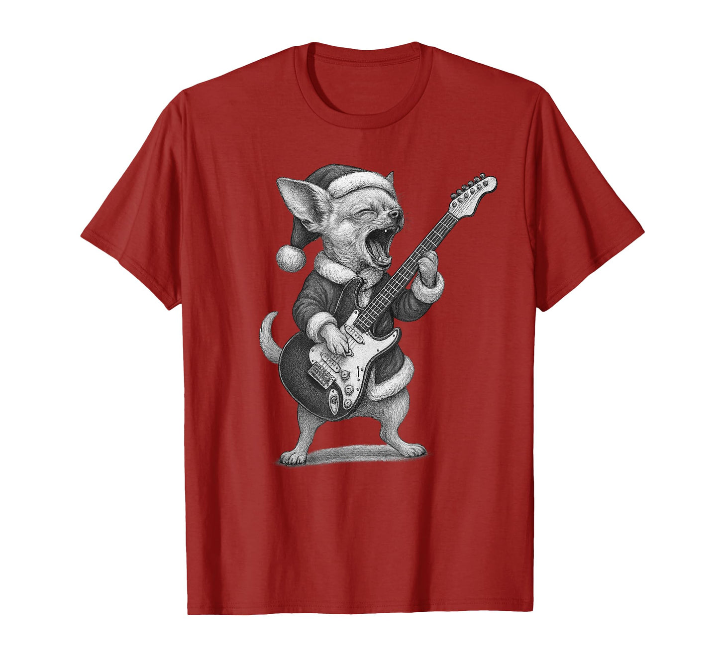 Chihuahua Playing Guitar Christmas Dog Lover T-Shirt