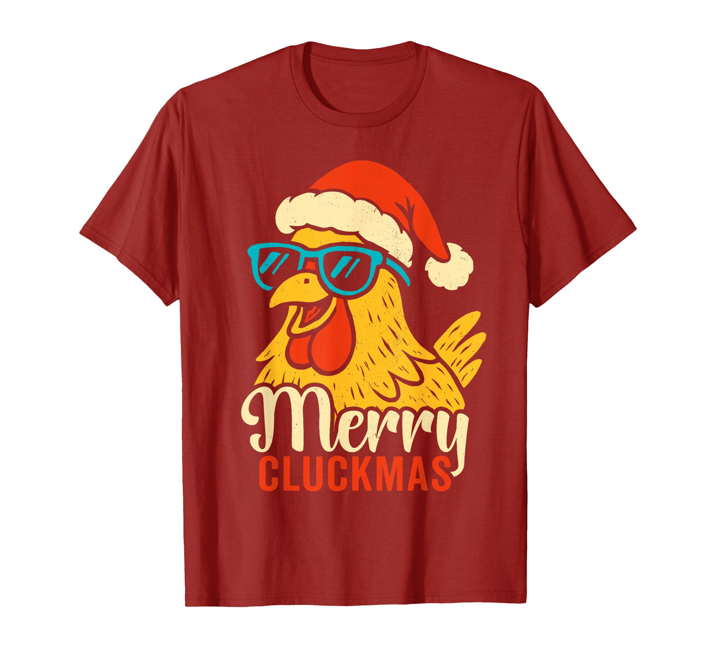Merry Cluckmas, Cool Vintage Chicken Sunglasses Christmas T-Shirt