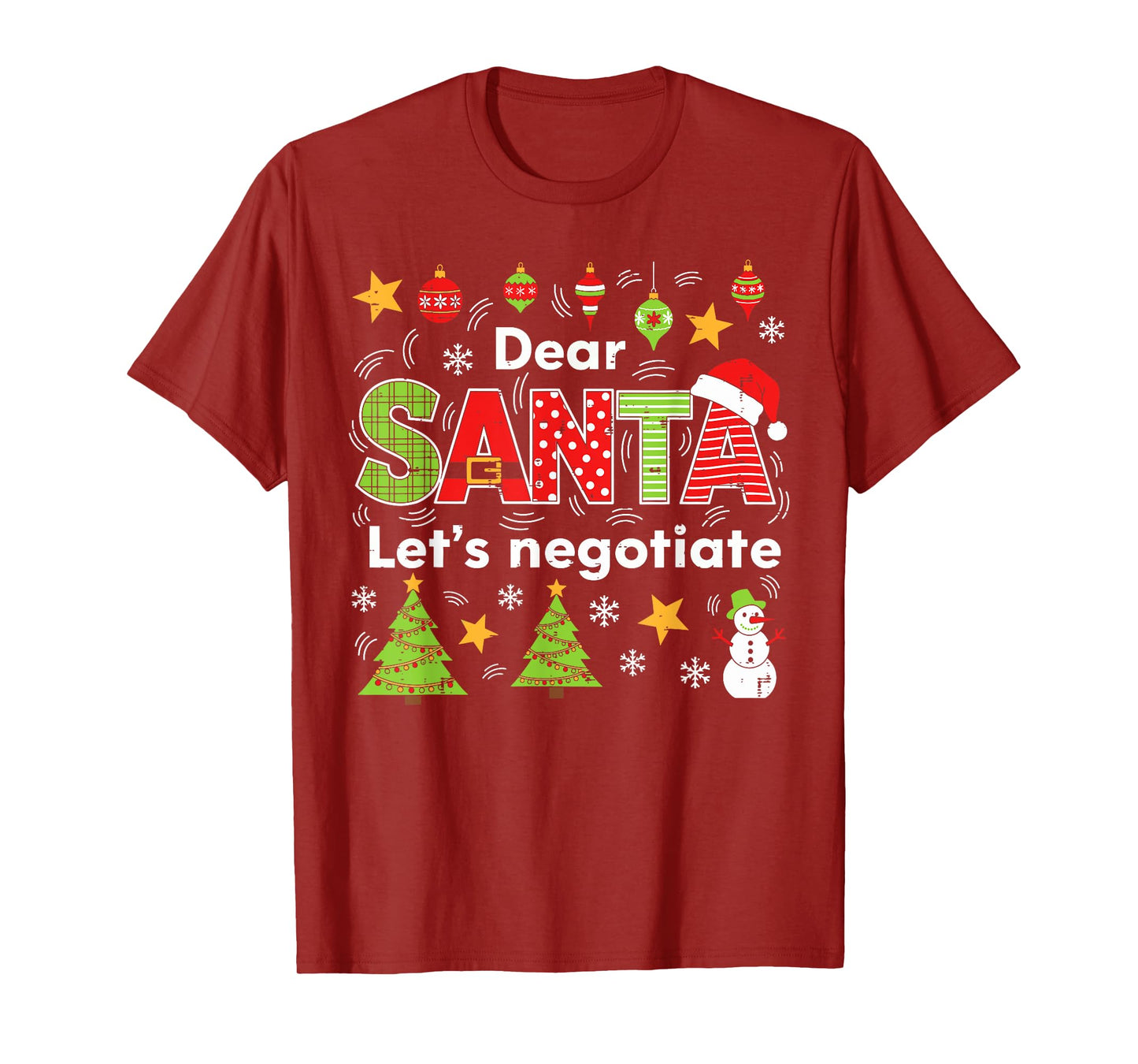 Dear Santa Lets Negotiate Christmas Xmas Kids Boys Men Women T-Shirt