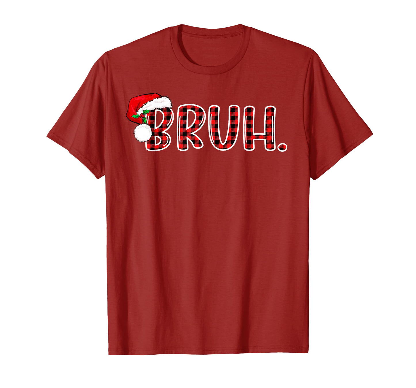 Bruh Funny Christmas Plaid Teens Boys Kids Xmas Pajamas T-Shirt