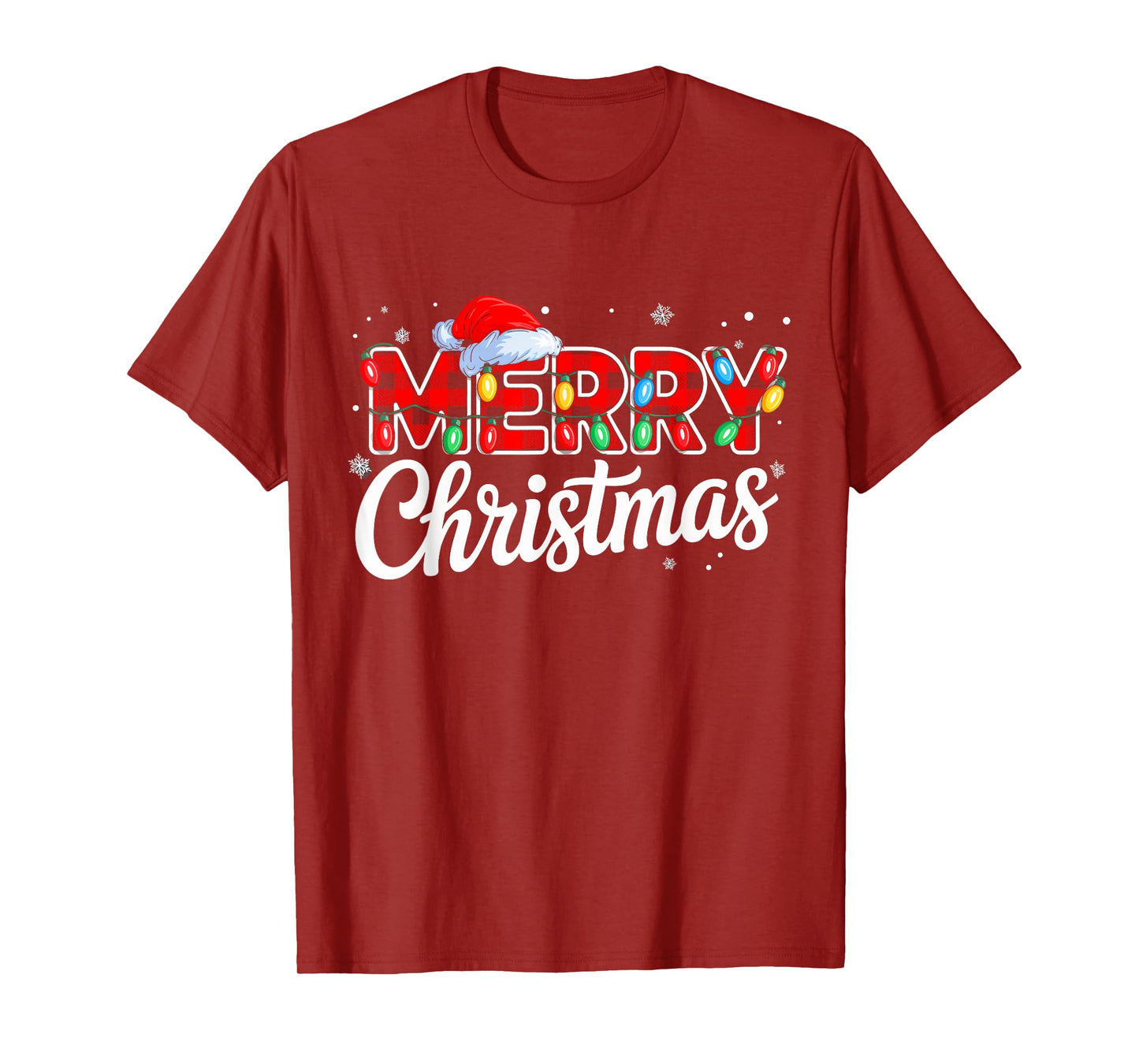 Merry Christmas Buffalo Plaid Red Santa Family Xmas Pajamas T-Shirt